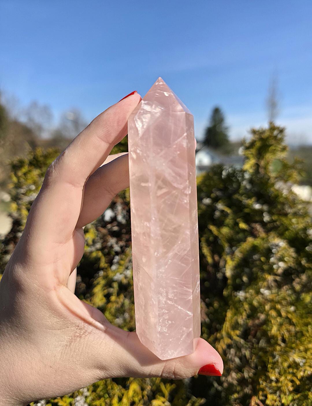 Polished Rose Quartz Tower | Natural Pink Crystal Point, Self Love Specimen