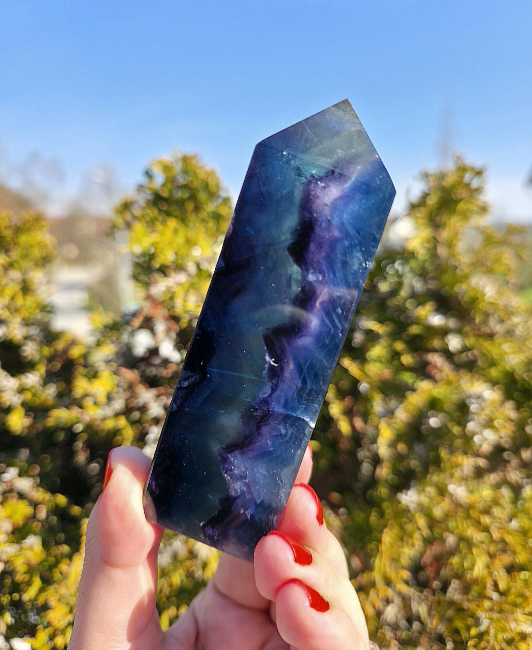 Polished Blue Fluorite Tower | Natural Crystal Decor, Clarity, Focus