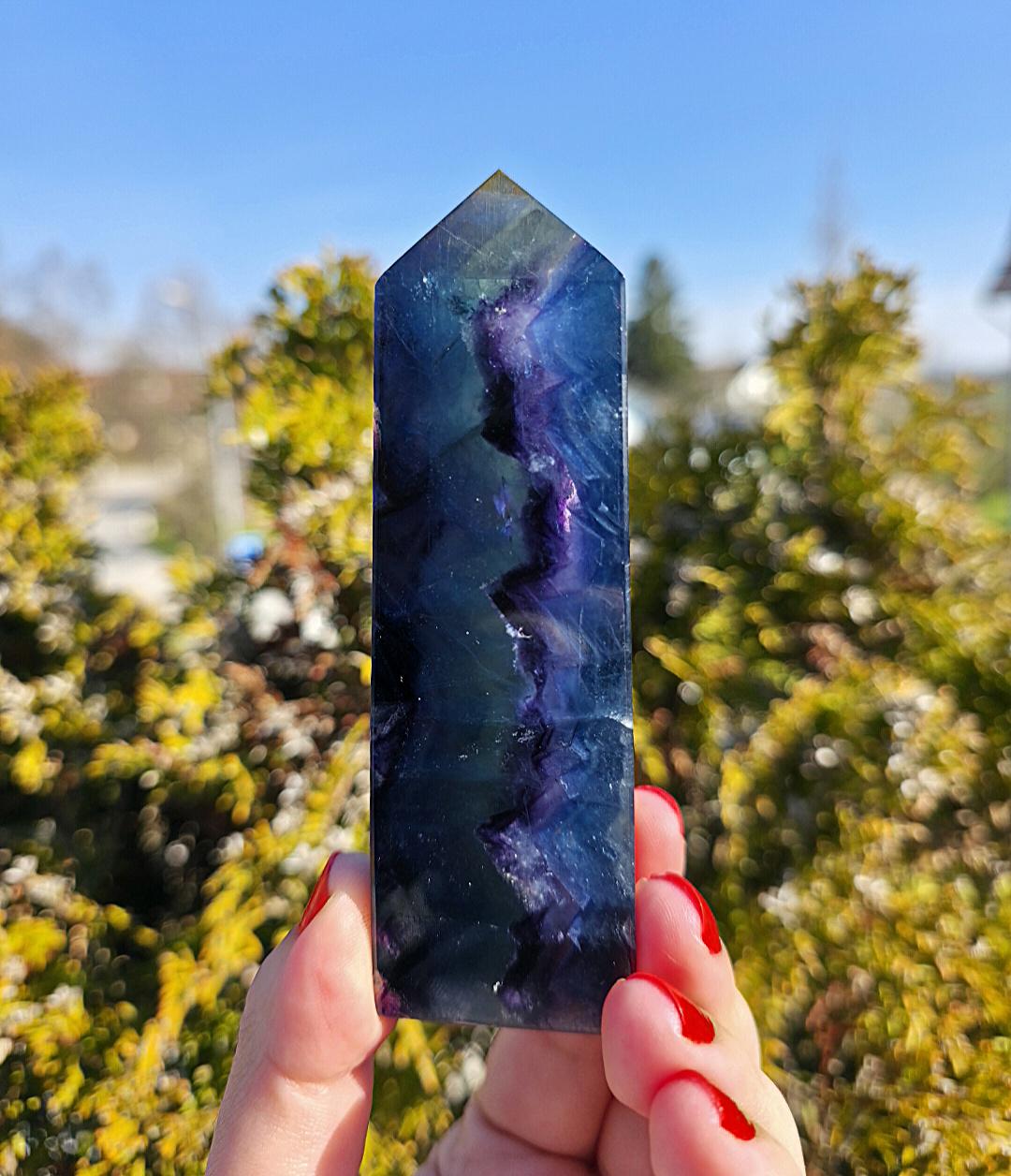 Polished Blue Fluorite Tower | Natural Crystal Decor, Clarity, Focus