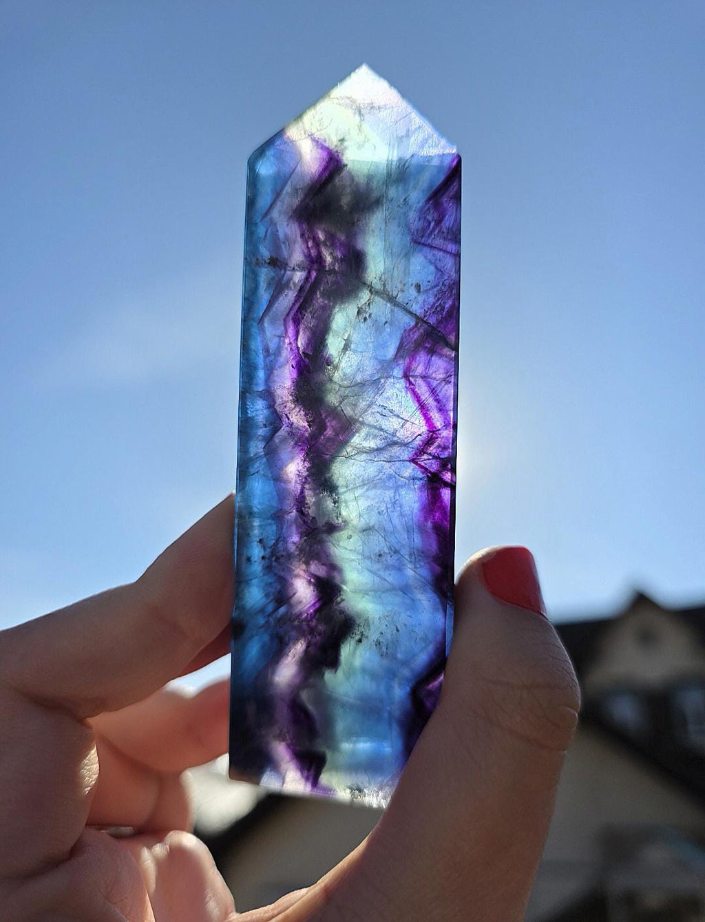 Polished Blue Fluorite Tower | Natural Crystal Decor, Clarity, Focus