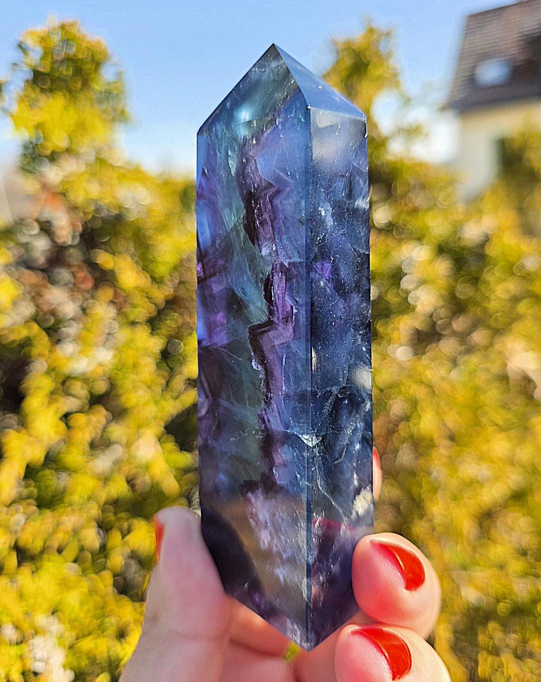 Polished Blue Fluorite Tower | Natural Crystal Decor, Clarity, Focus