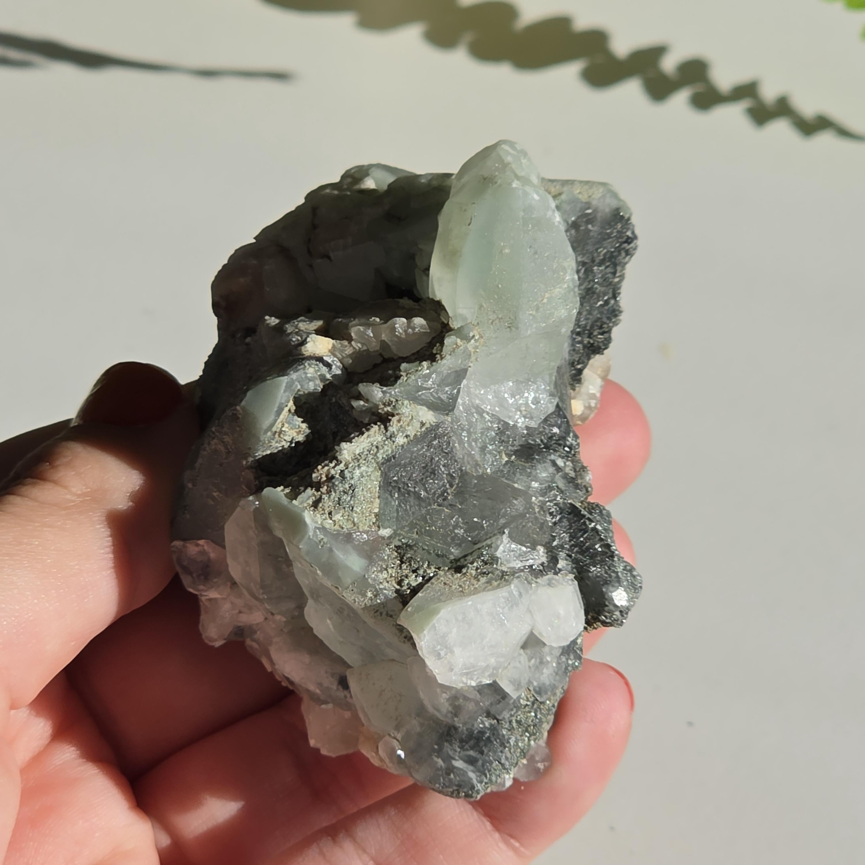 Swiss Alpine Chlorite Quartz Cluster | Green Chlorite Quartz | Alpine Quartz Specimen | Swiss Alps Crystal