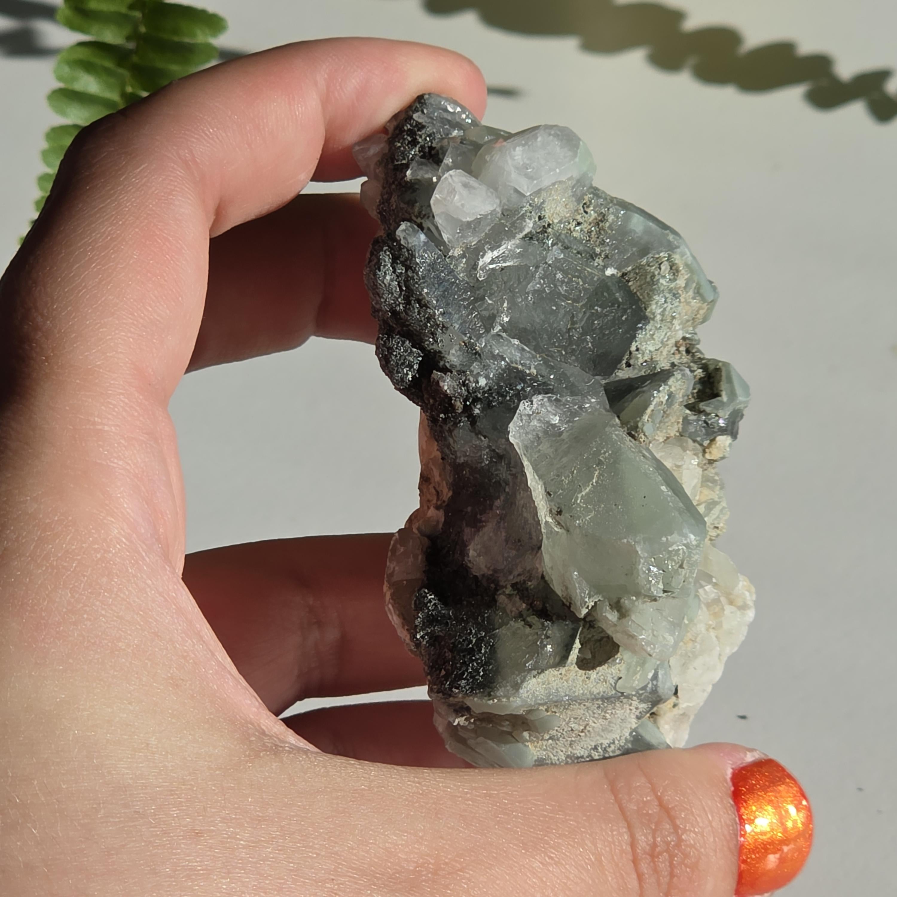 Swiss Alpine Chlorite Quartz Cluster | Green Chlorite Quartz | Alpine Quartz Specimen | Swiss Alps Crystal