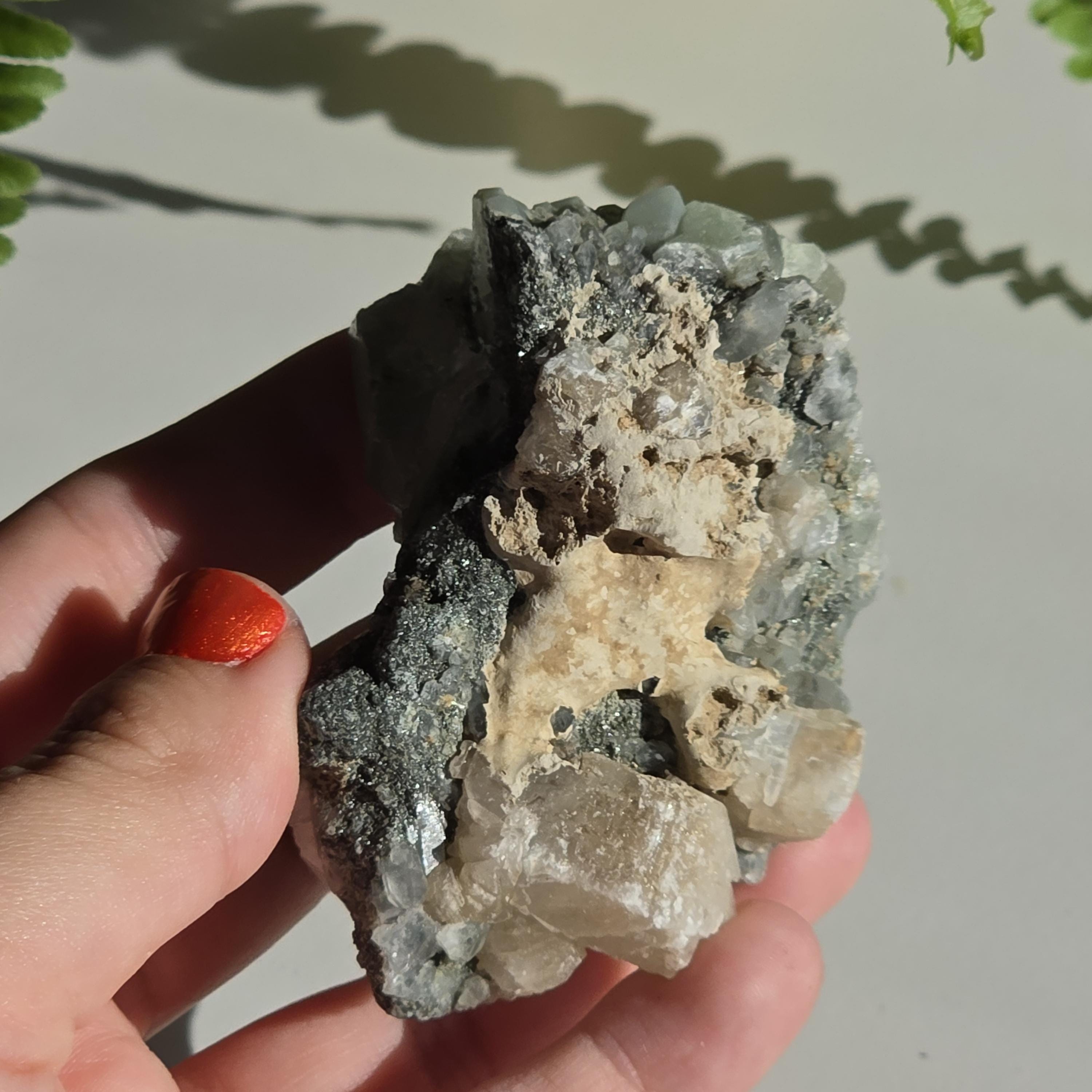 Swiss Alpine Chlorite Quartz Cluster | Green Chlorite Quartz | Alpine Quartz Specimen | Swiss Alps Crystal