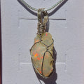 Raw Ethiopian Welo Opal Necklace | Wire Wrapped Opal Pendant | 925 Sterling Silver Chain | Natural Fire Opal Jewelry