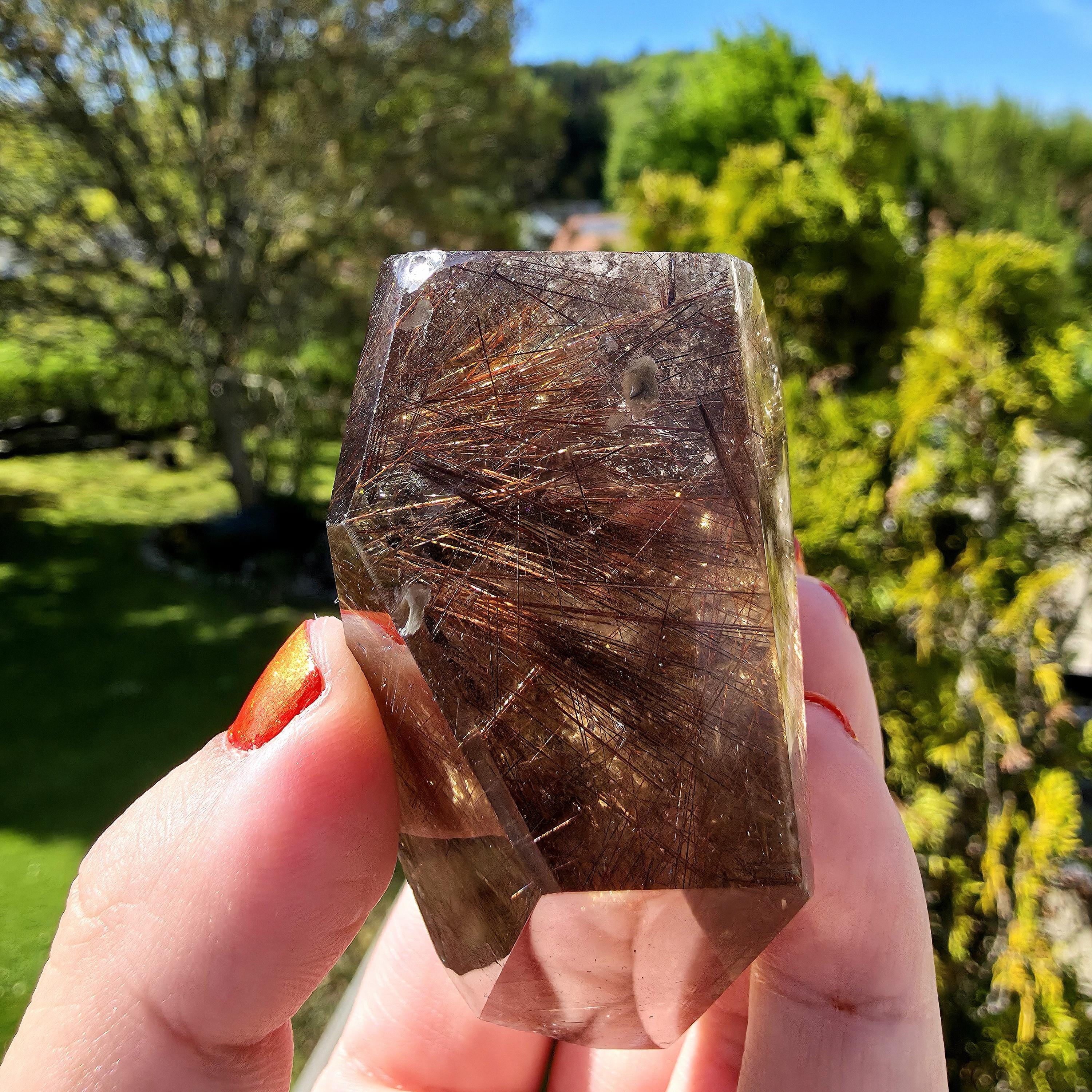 Copper Rutilated Quartz Freeform | Natural Rutile Quartz Crystal | Collector Mineral Display Decor