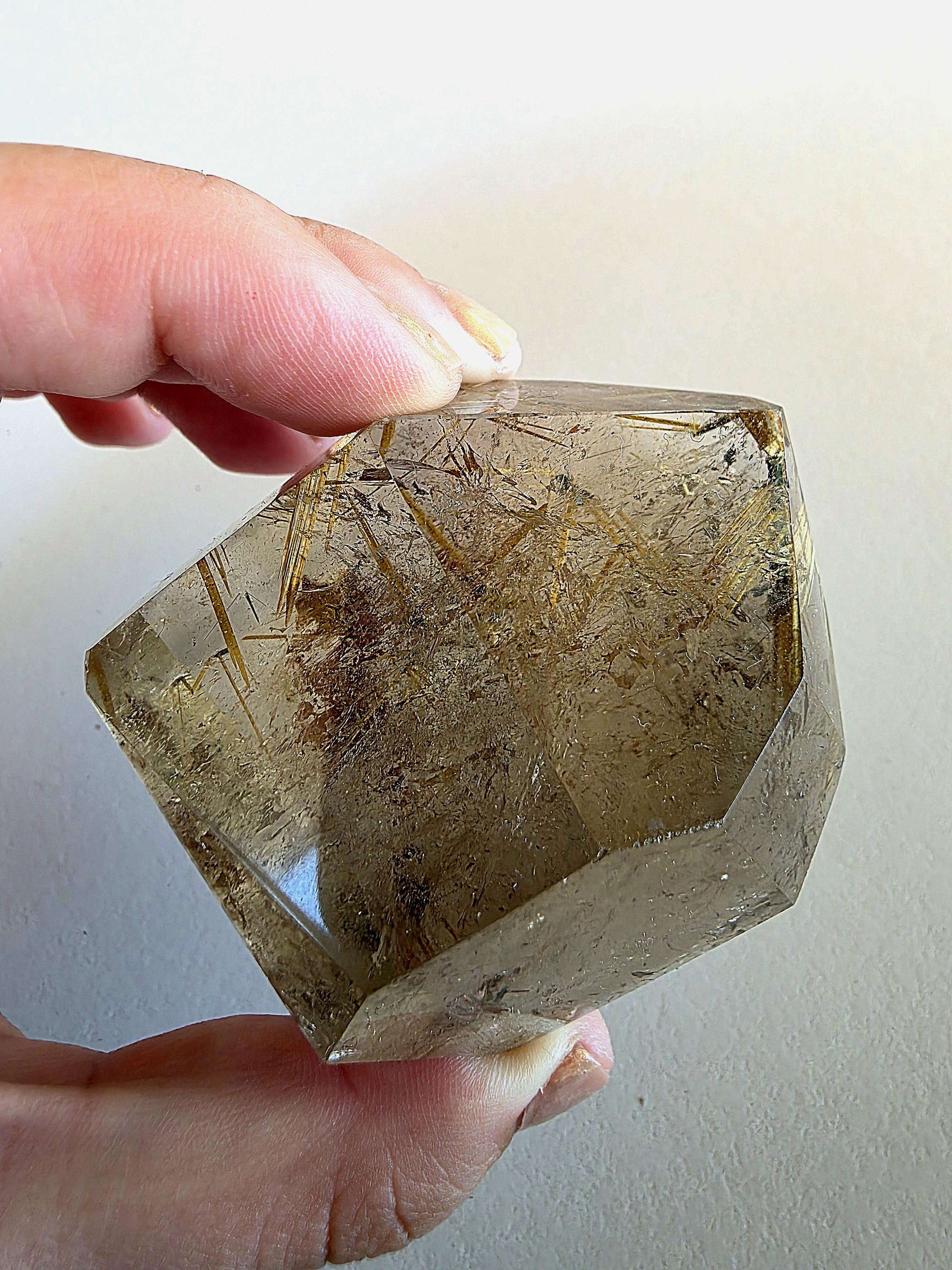 Golden Rutilated Quartz Freeform | Natural Rutile Quartz Crystal | Collector Display Mineral Decor