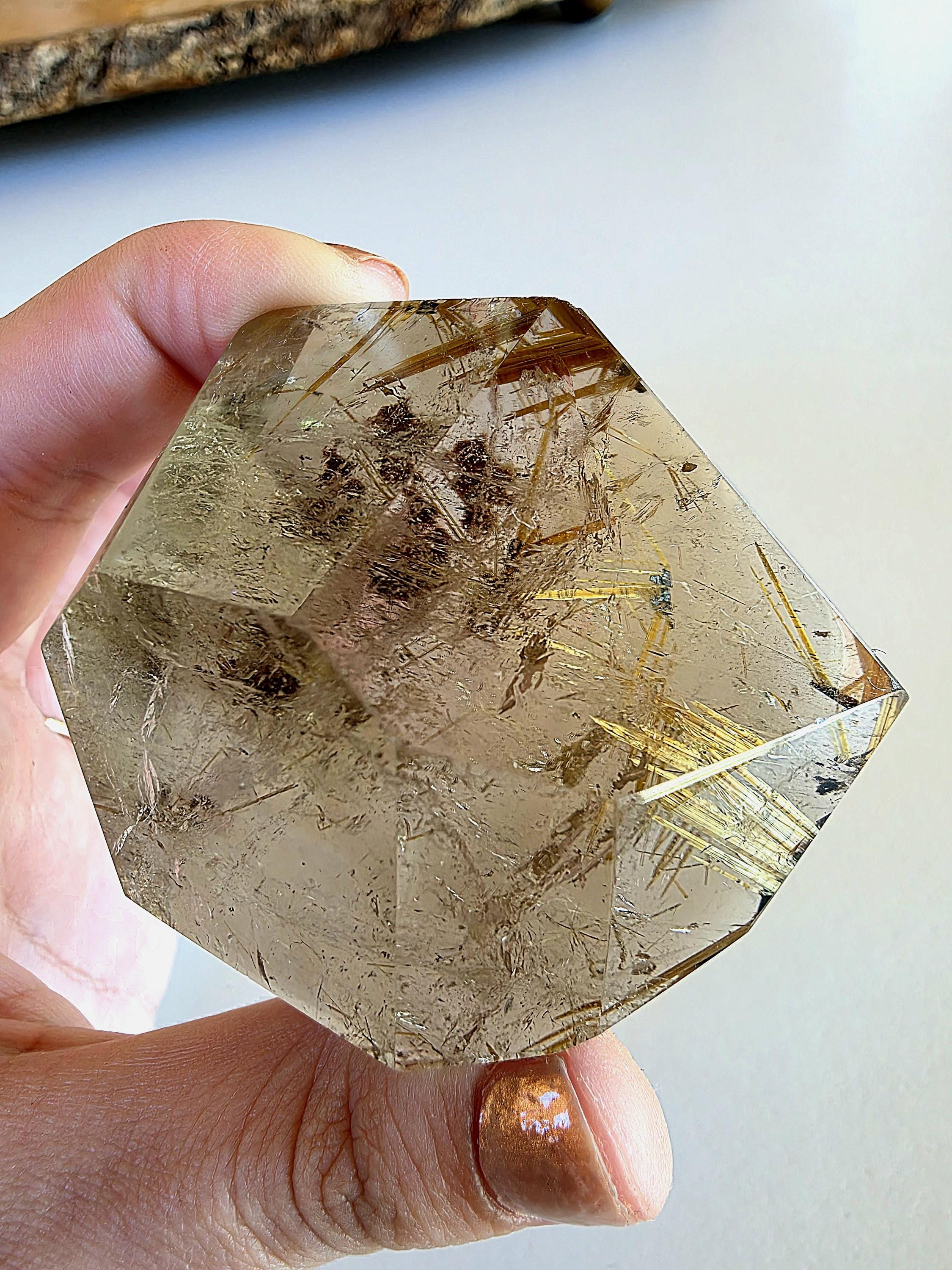 Golden Rutilated Quartz Freeform | Natural Rutile Quartz Crystal | Collector Display Mineral Decor