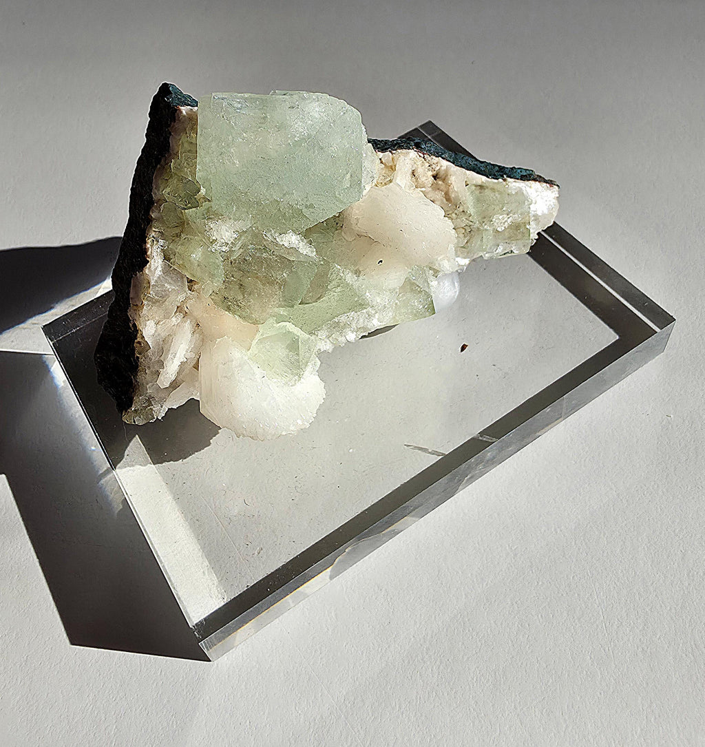 Mint Green Apophyllite with Stilbite | Natural Zeolite Crystal Specimen | Collector Mineral Display Decor