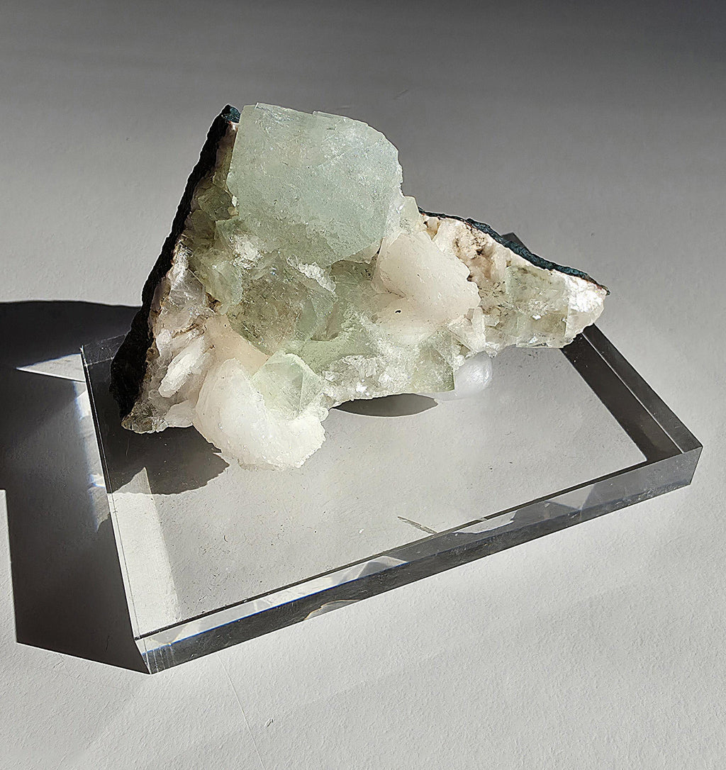 Mint Green Apophyllite with Stilbite | Natural Zeolite Crystal Specimen | Collector Mineral Display Decor