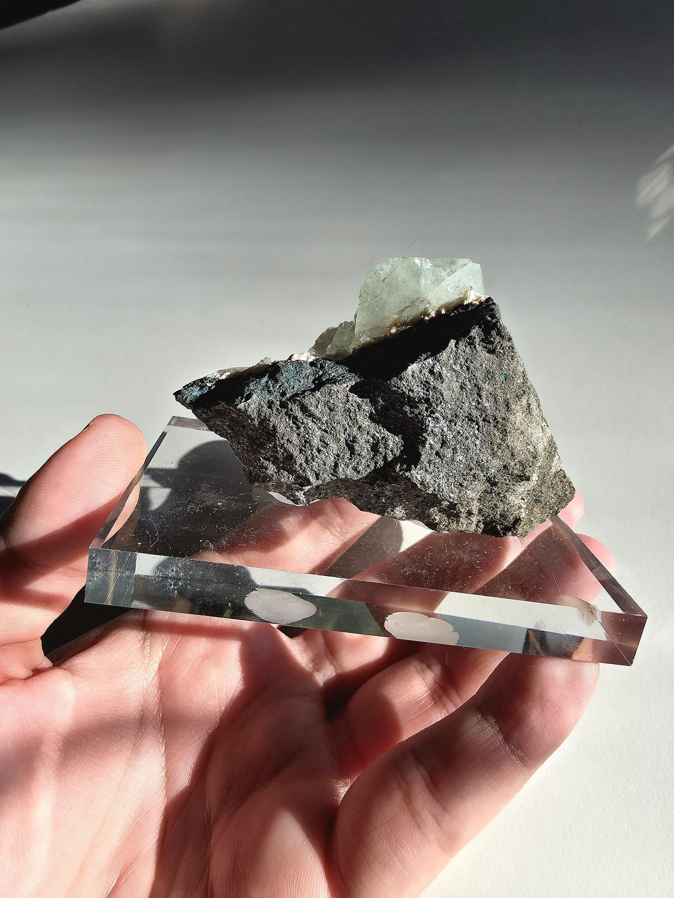 Mint Green Apophyllite with Stilbite | Natural Zeolite Crystal Specimen | Collector Mineral Display Decor