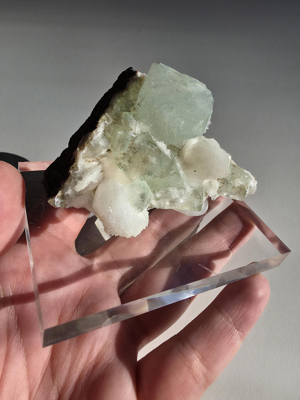 Mint Green Apophyllite with Stilbite | Natural Zeolite Crystal Specimen | Collector Mineral Display Decor