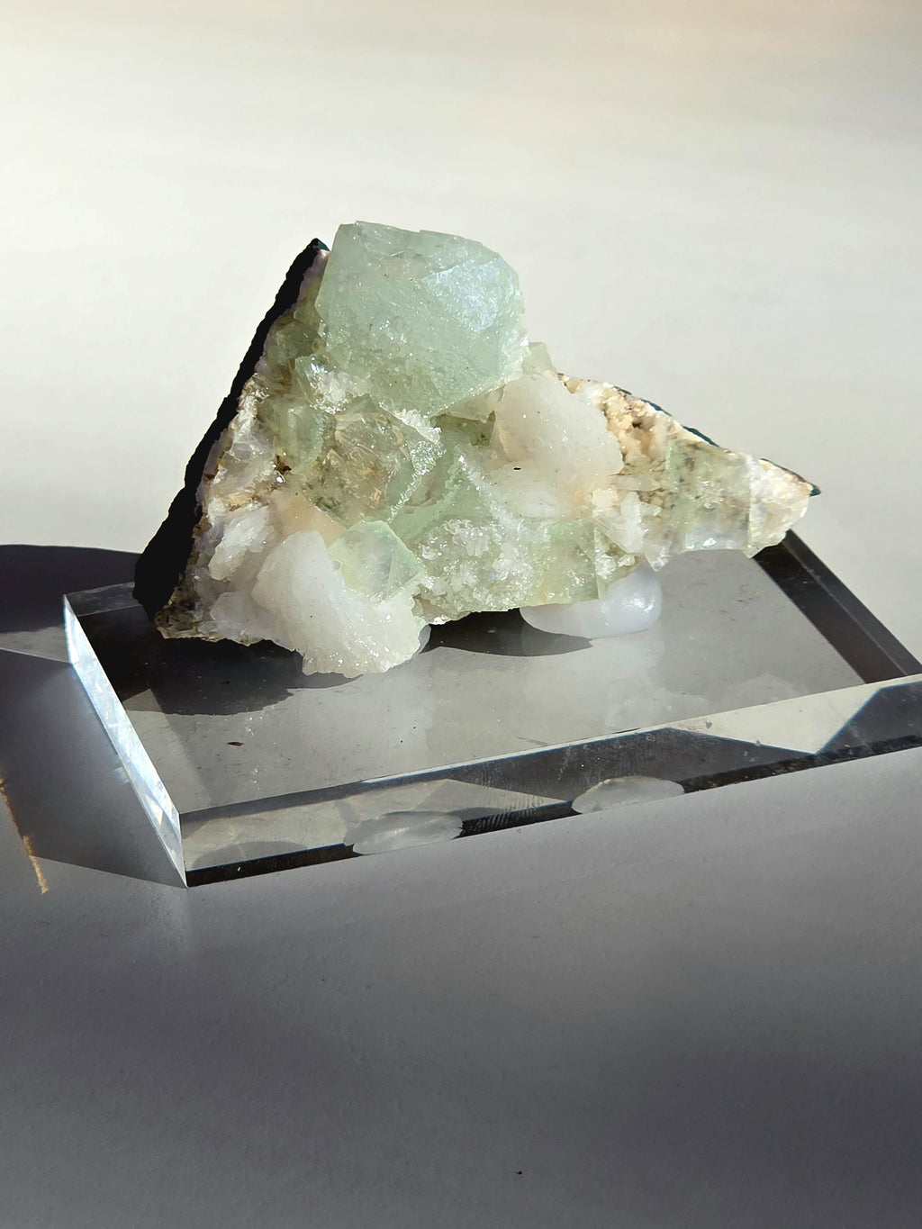Mint Green Apophyllite with Stilbite | Natural Zeolite Crystal Specimen | Collector Mineral Display Decor
