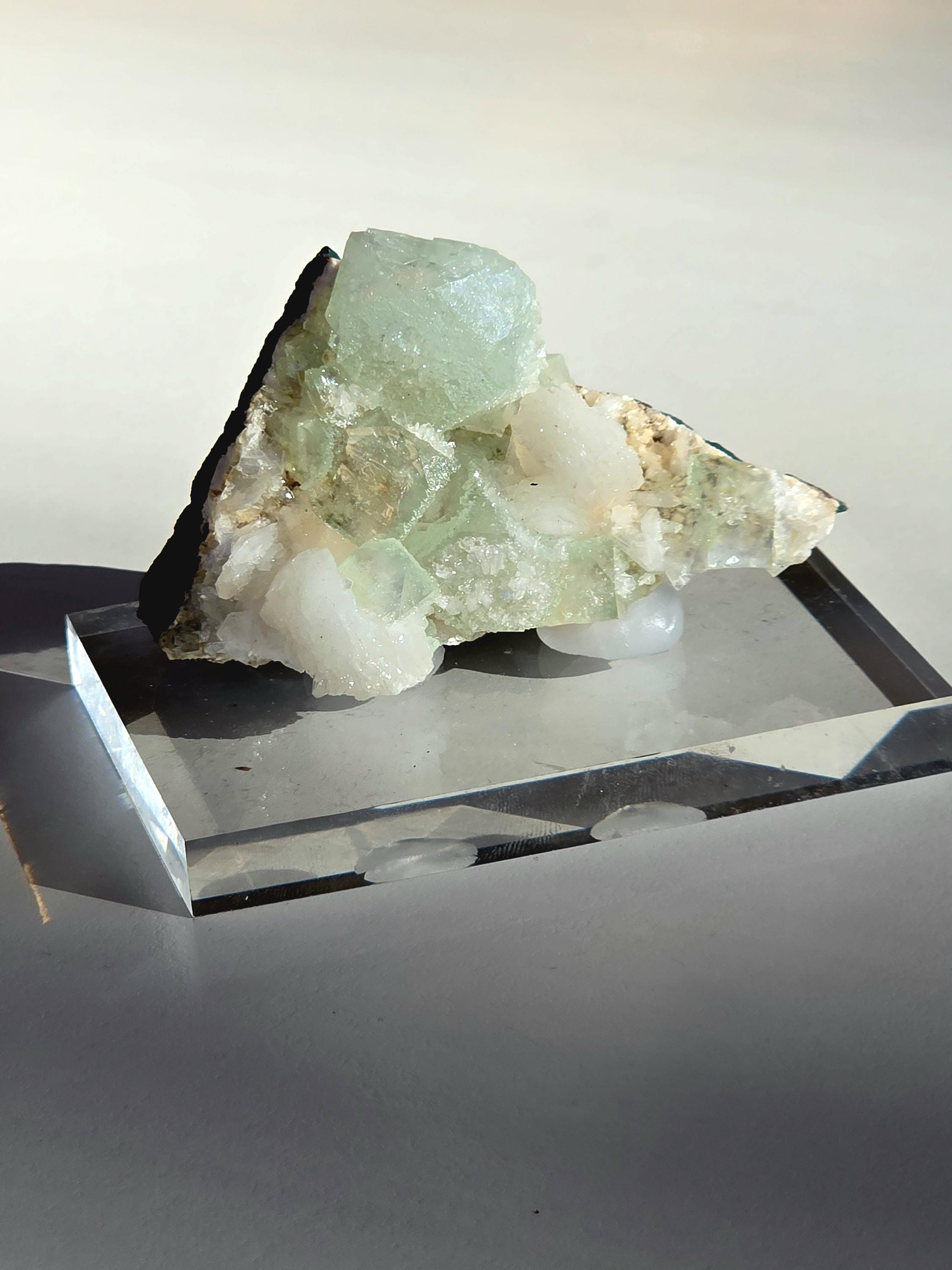 Mint Green Apophyllite with Stilbite | Natural Zeolite Crystal Specimen | Collector Mineral Display Decor