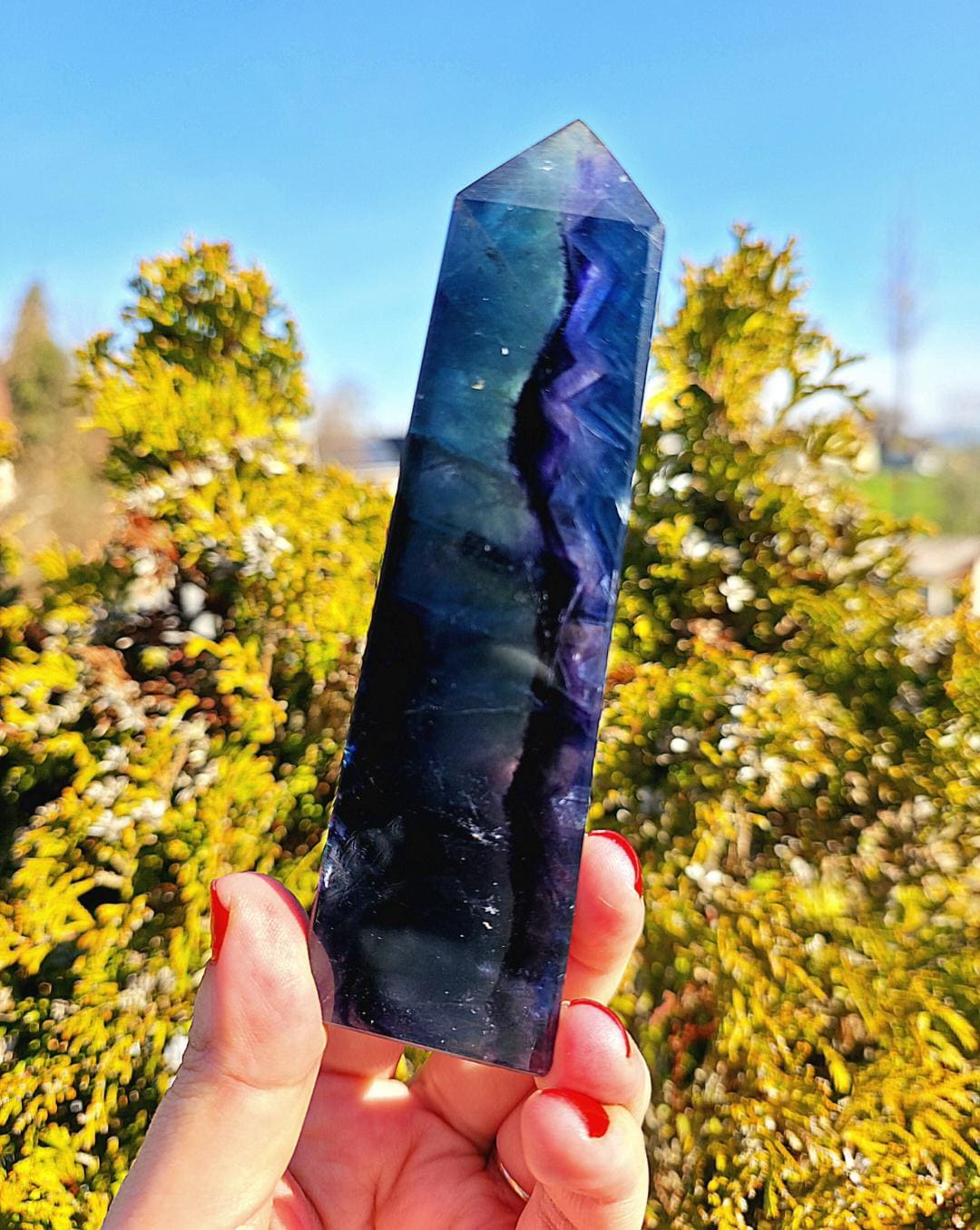 Blue Fluorite Tower | Polished Fluorite Point | Natural Blue Crystal Decor