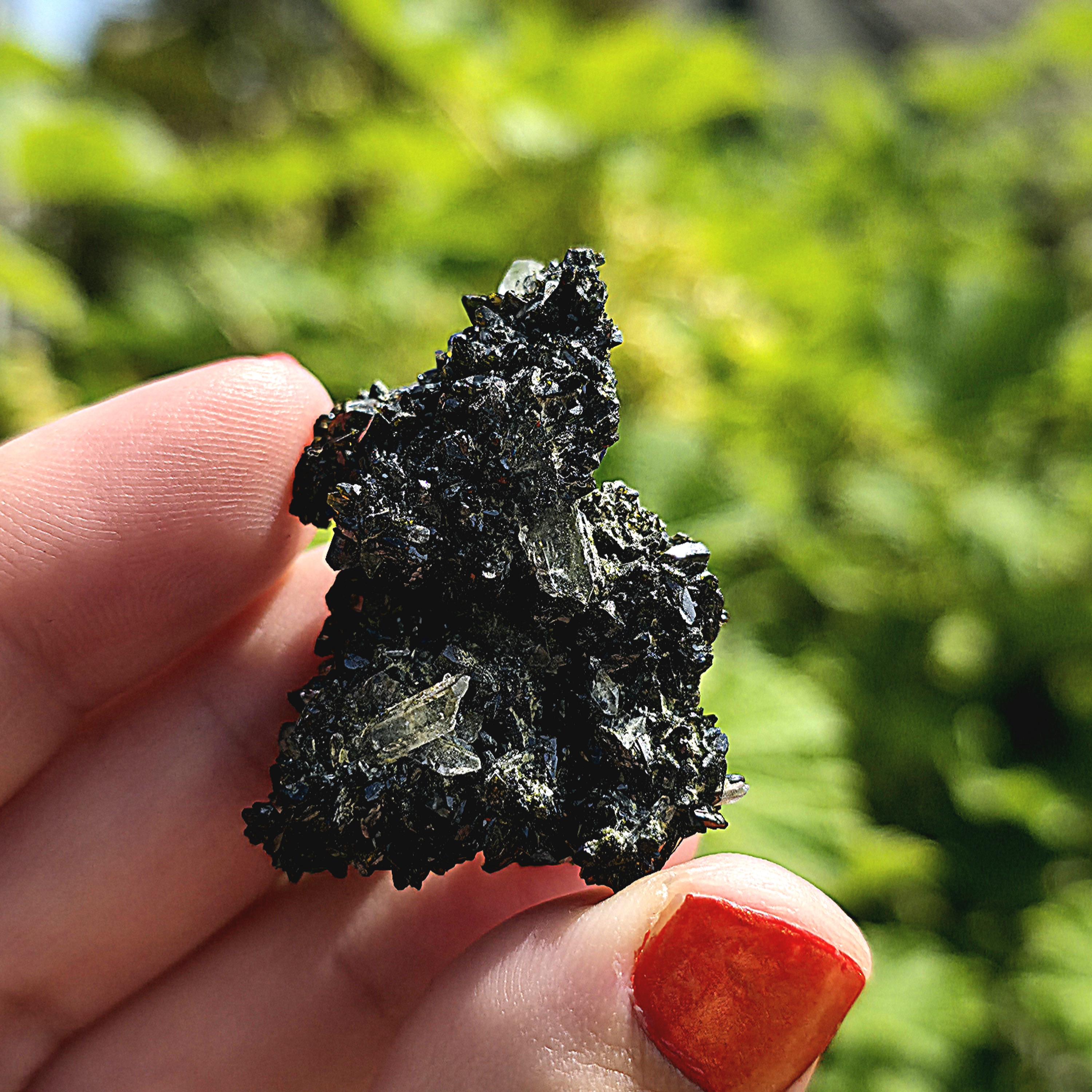 Epidote Specimen | Natural Green Crystal Cluster | Collector Mineral Display Decor