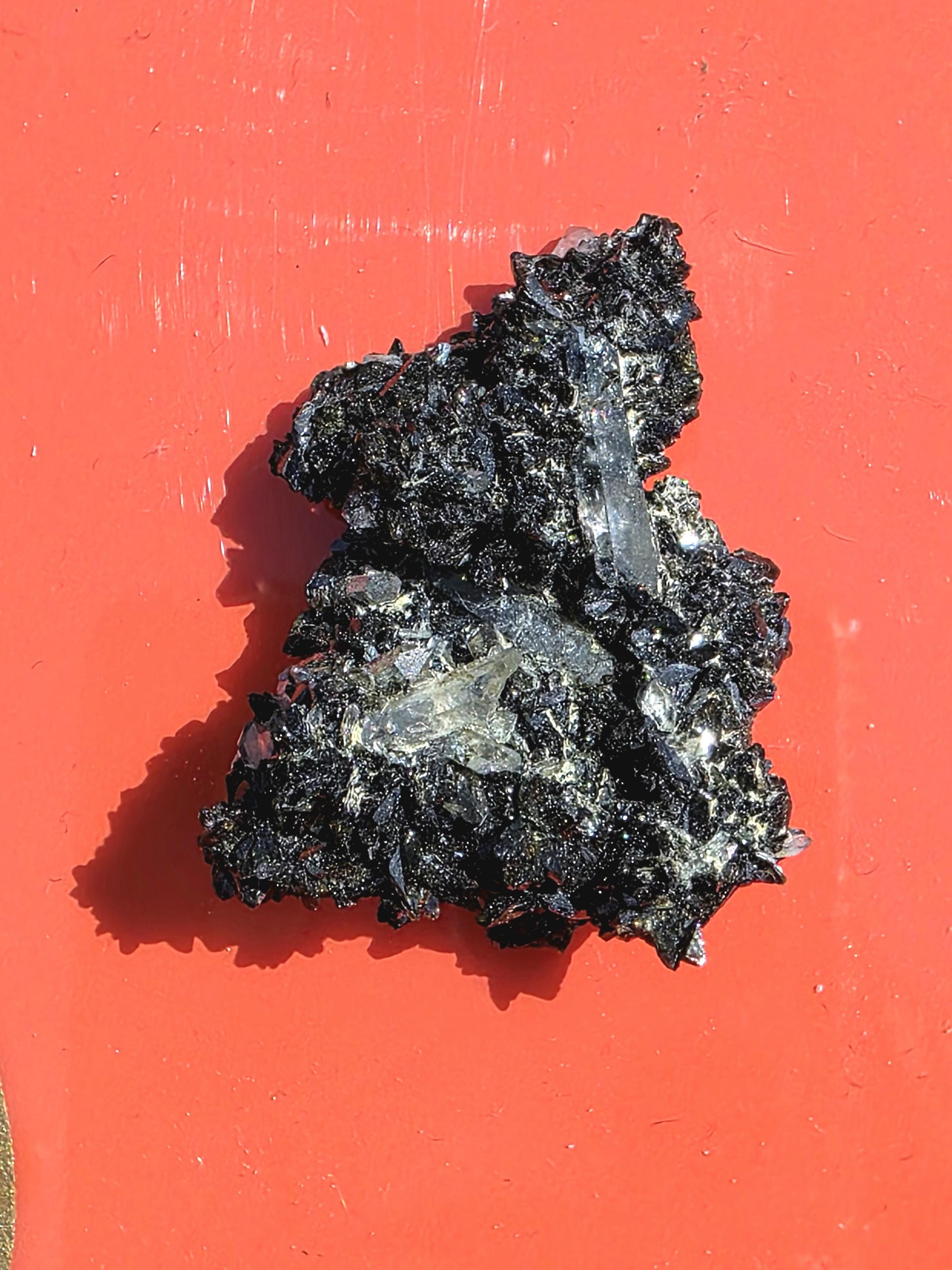 Epidote Specimen | Natural Green Crystal Cluster | Collector Mineral Display Decor