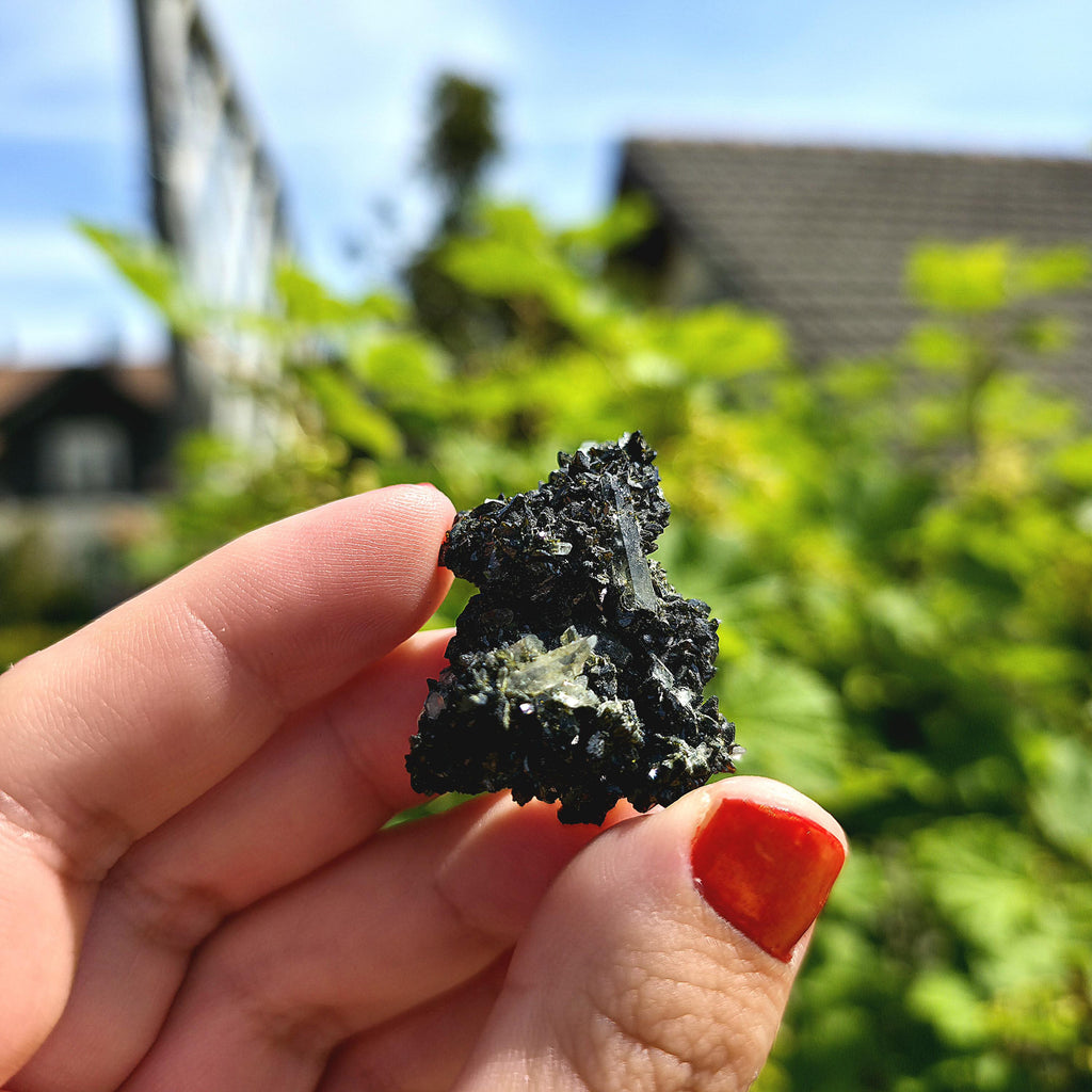 Epidote Specimen | Natural Green Crystal Cluster | Collector Mineral Display Decor