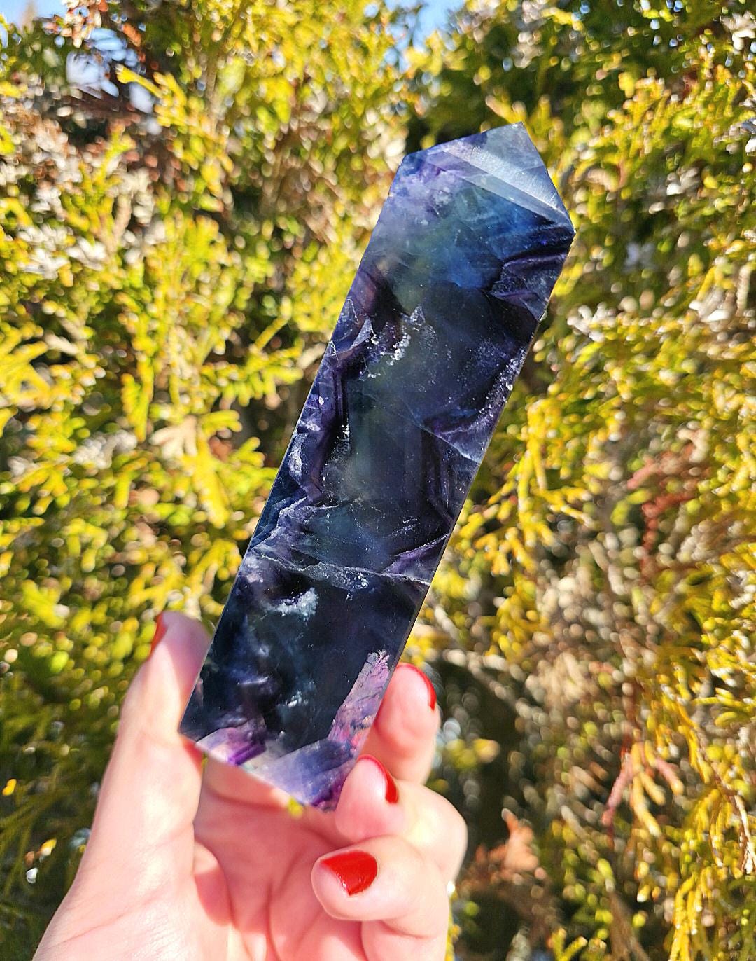 Blue Fluorite Tower | Polished Fluorite Point | Natural Blue Crystal Decor
