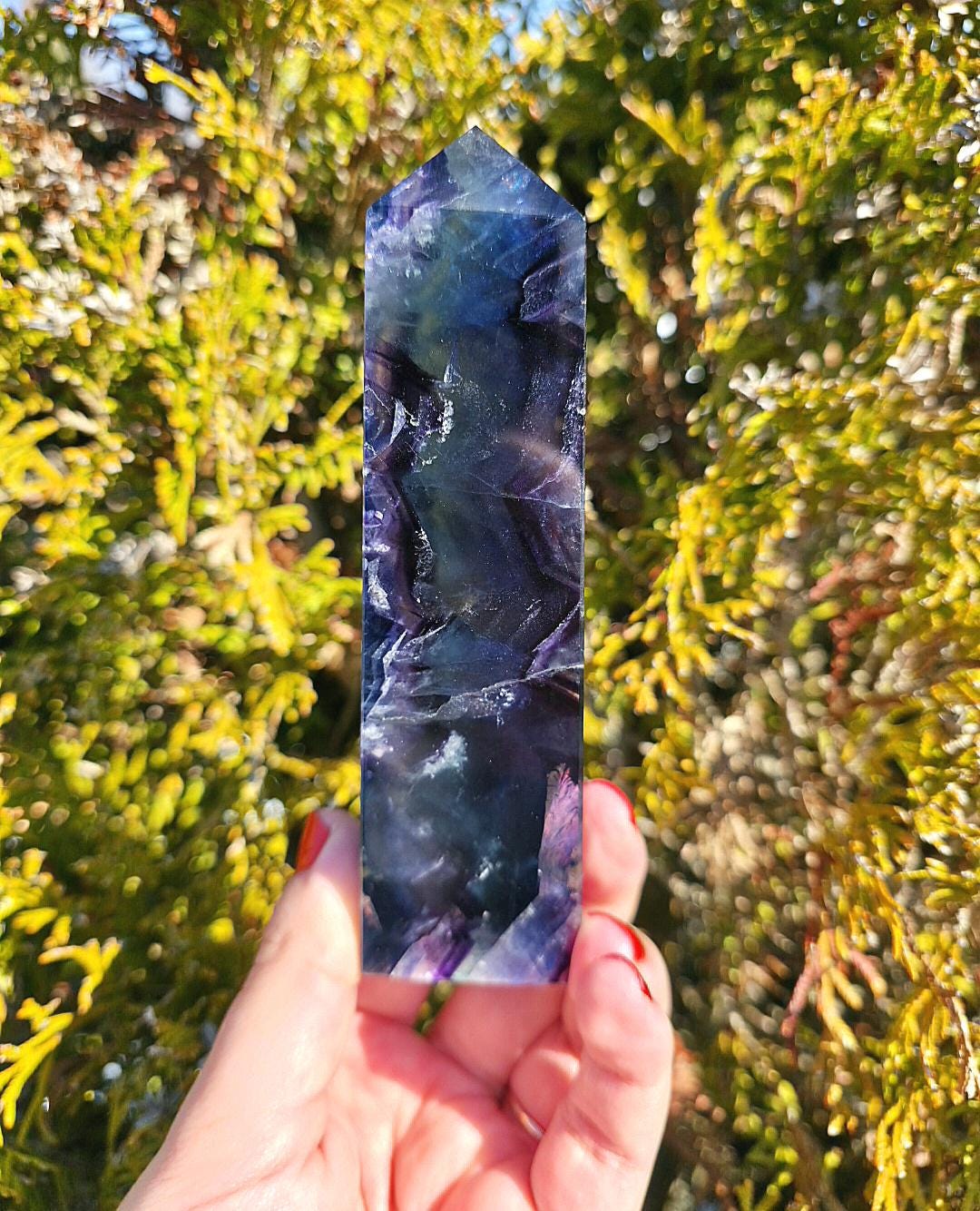 Blue Fluorite Tower | Polished Fluorite Point | Natural Blue Crystal Decor