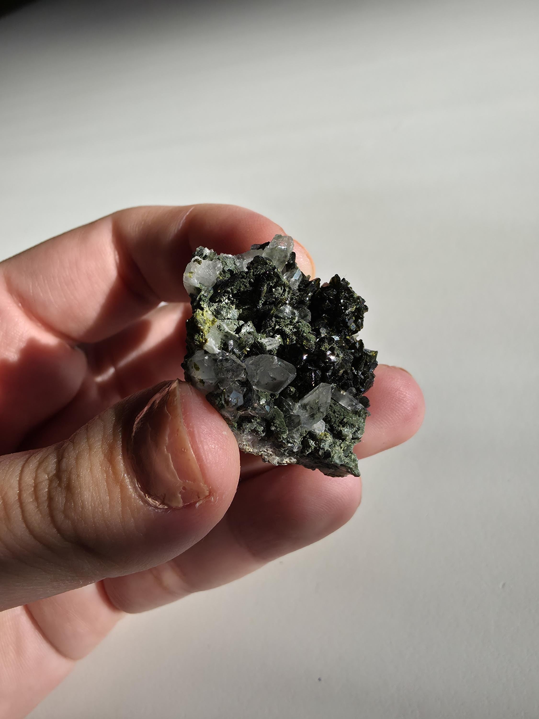 Epidote Specimen | Natural Green Crystal Cluster | Collector Mineral Display Decor