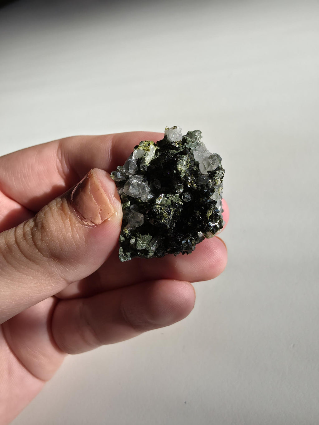 Epidote Specimen | Natural Green Crystal Cluster | Collector Mineral Display Decor
