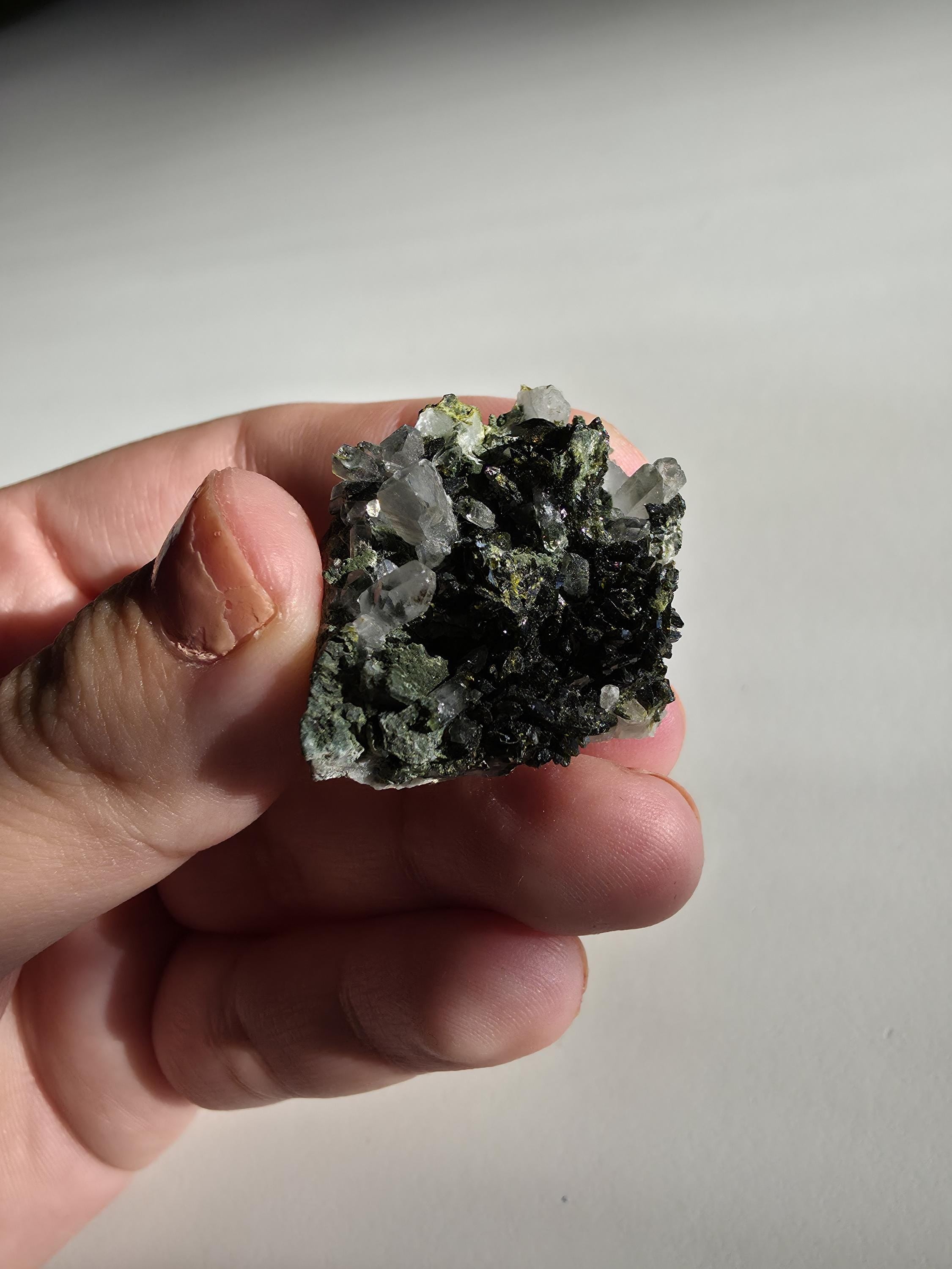 Epidote Specimen | Natural Green Crystal Cluster | Collector Mineral Display Decor