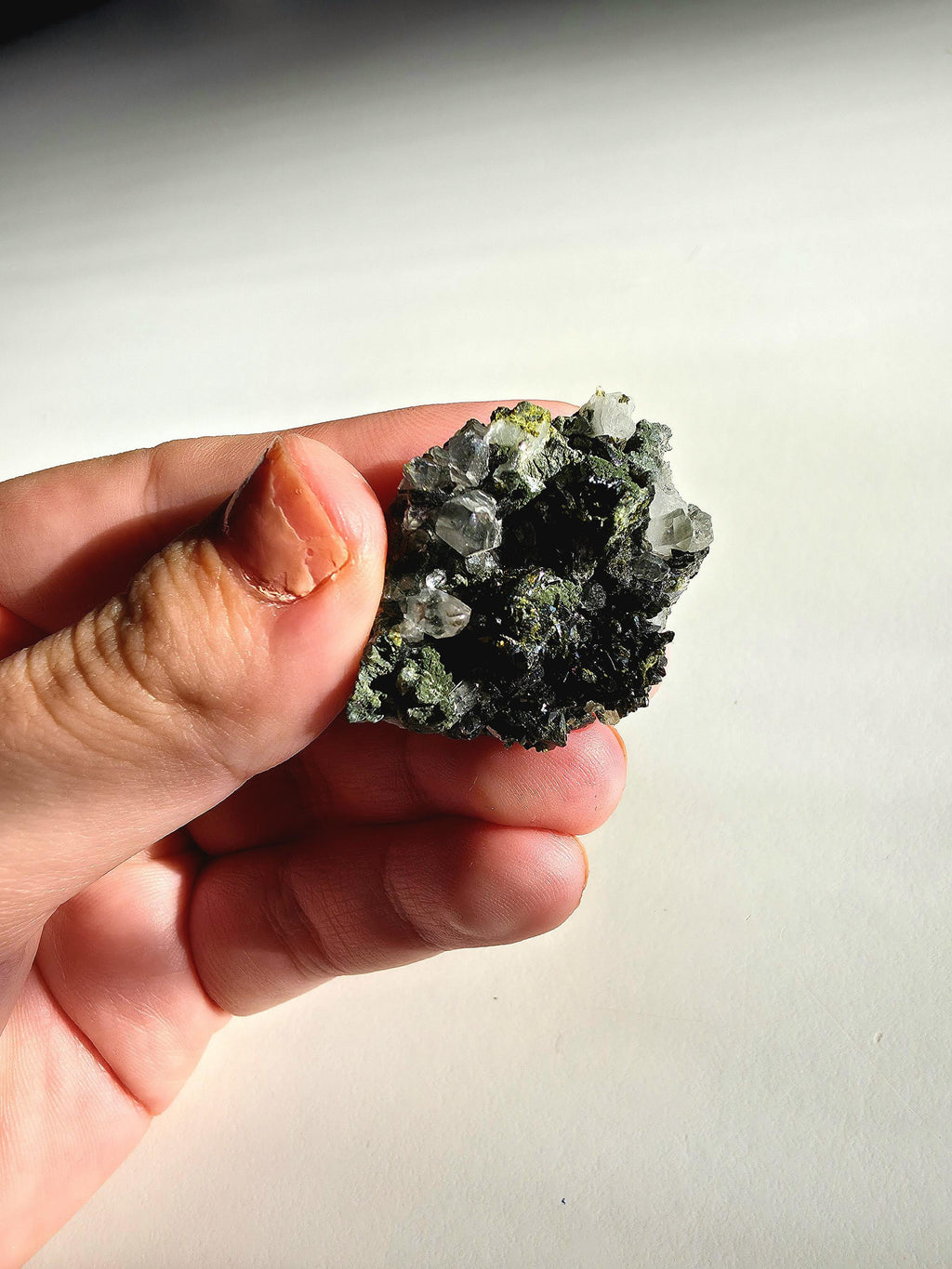 Epidote Specimen | Natural Green Crystal Cluster | Collector Mineral Display Decor