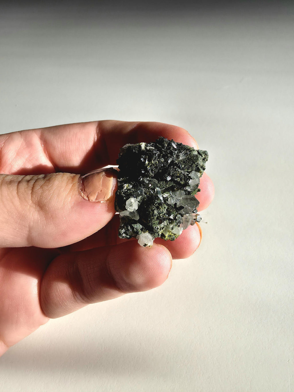 Epidote Specimen | Natural Green Crystal Cluster | Collector Mineral Display Decor
