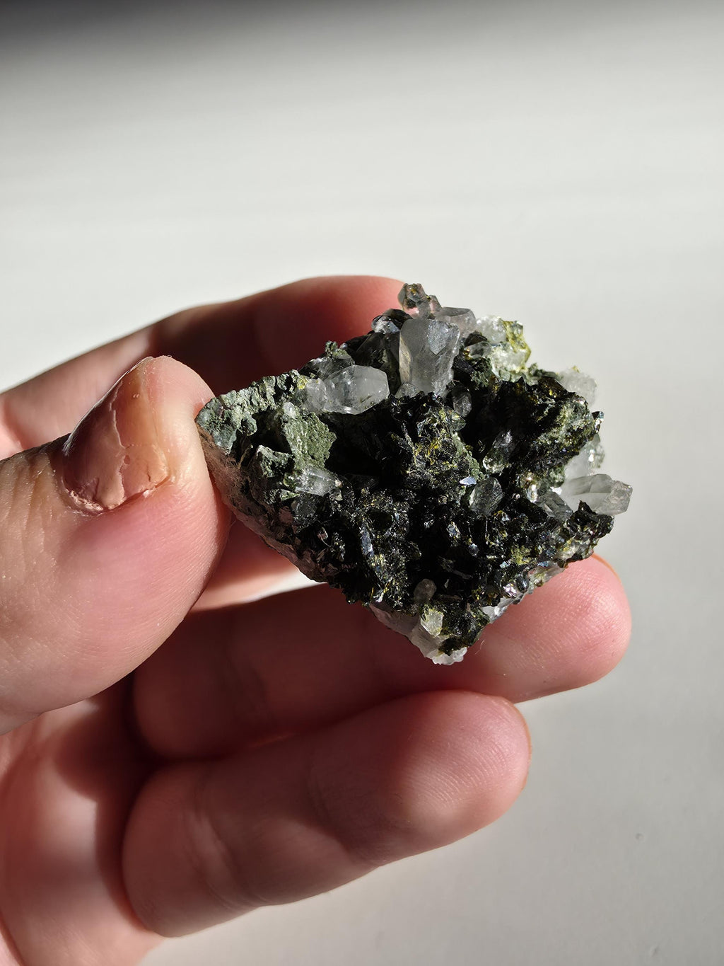 Epidote Specimen | Natural Green Crystal Cluster | Collector Mineral Display Decor