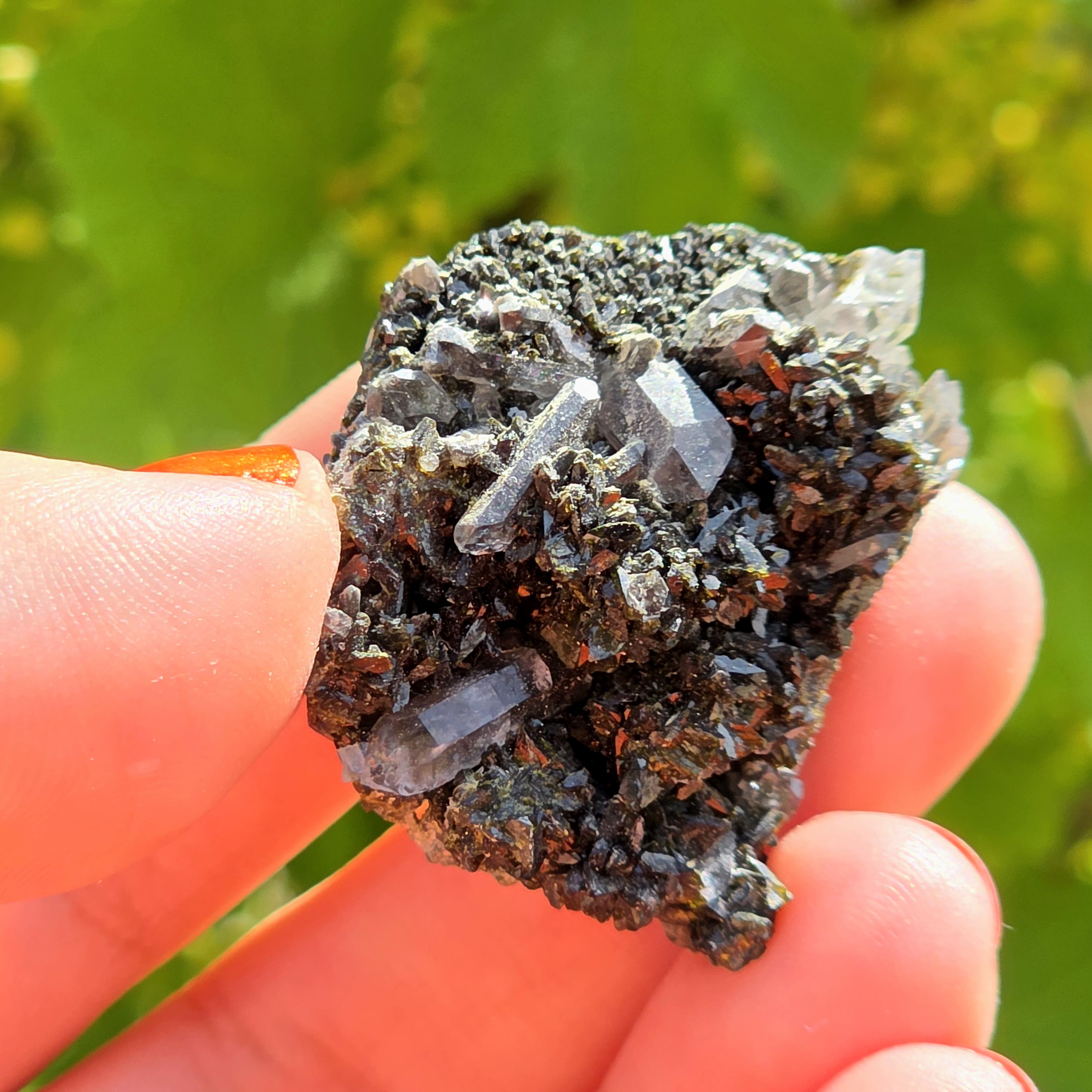 Epidote Specimen | Natural Green Crystal Cluster | Collector Mineral Display Decor