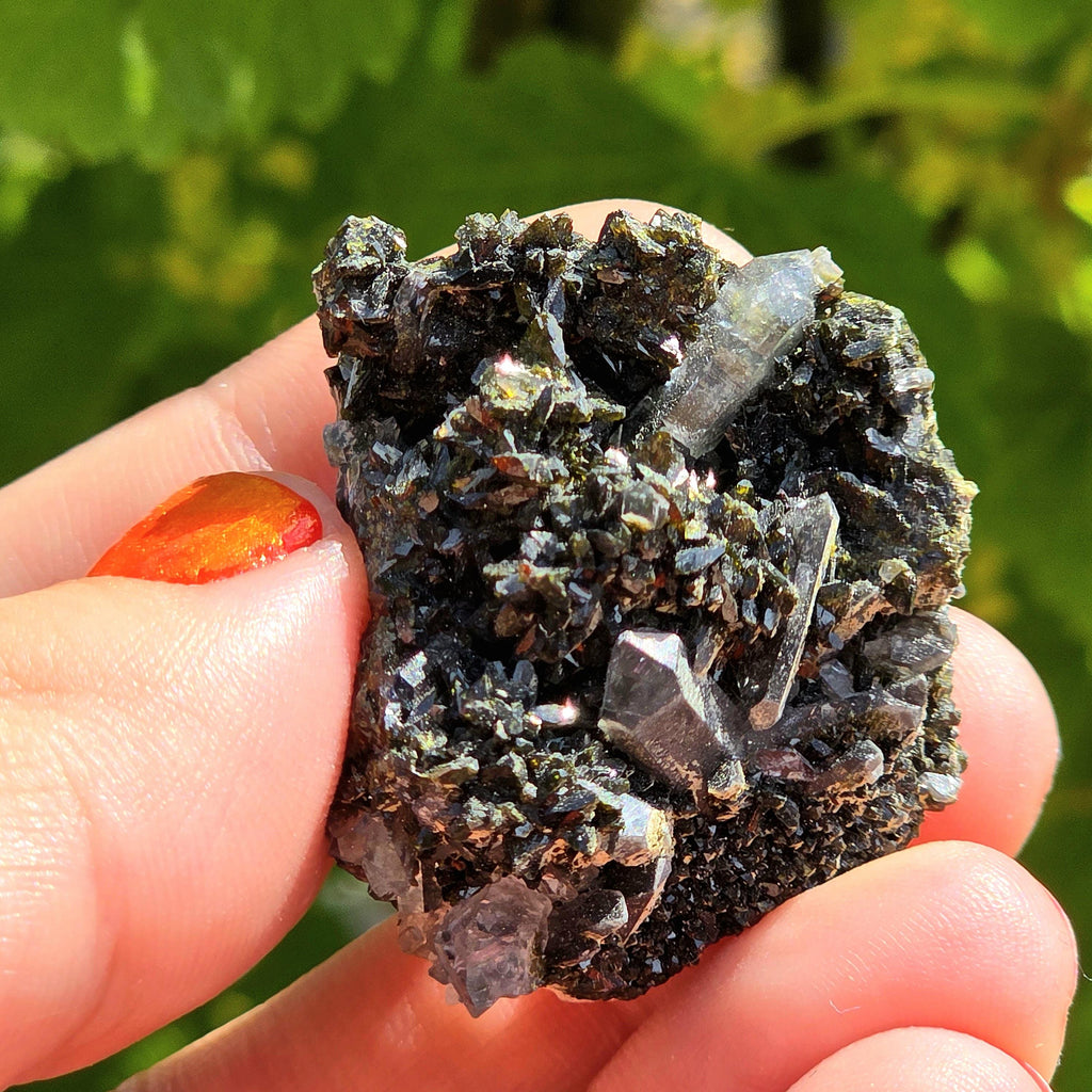 Epidote Specimen | Natural Green Crystal Cluster | Collector Mineral Display Decor