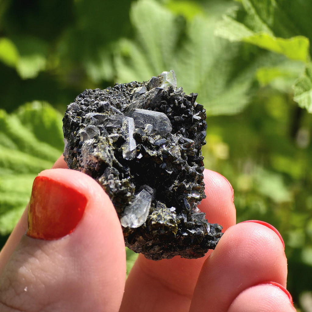 Epidote Specimen | Natural Green Crystal Cluster | Collector Mineral Display Decor