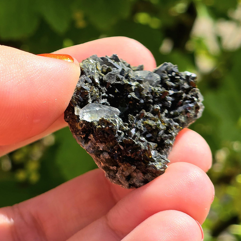 Epidote Specimen | Natural Green Crystal Cluster | Collector Mineral Display Decor