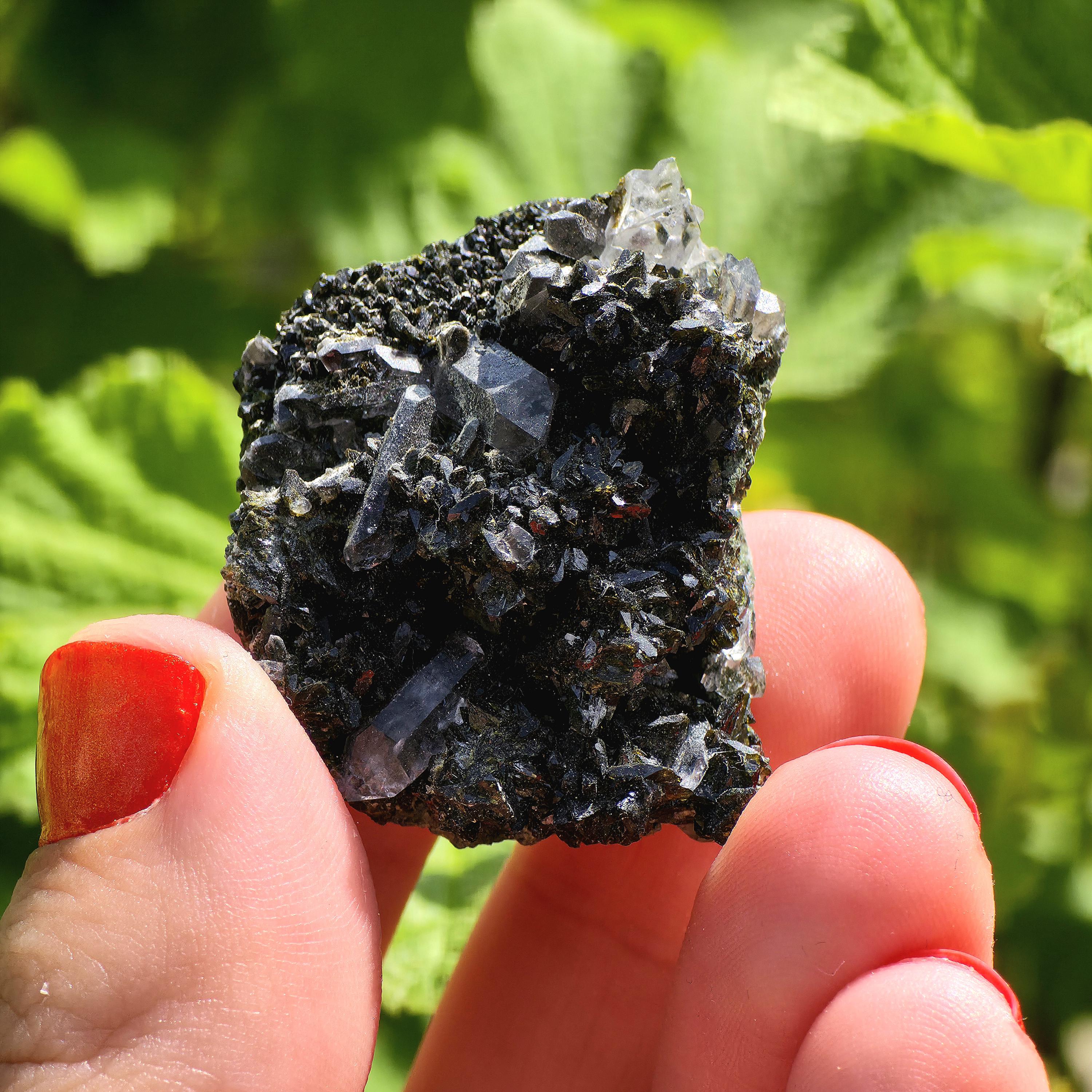 Epidote Specimen | Natural Green Crystal Cluster | Collector Mineral Display Decor