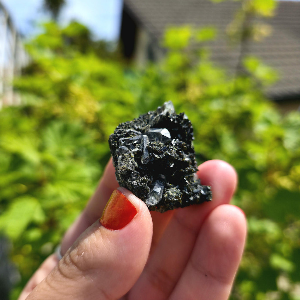 Epidote Specimen | Natural Green Crystal Cluster | Collector Mineral Display Decor