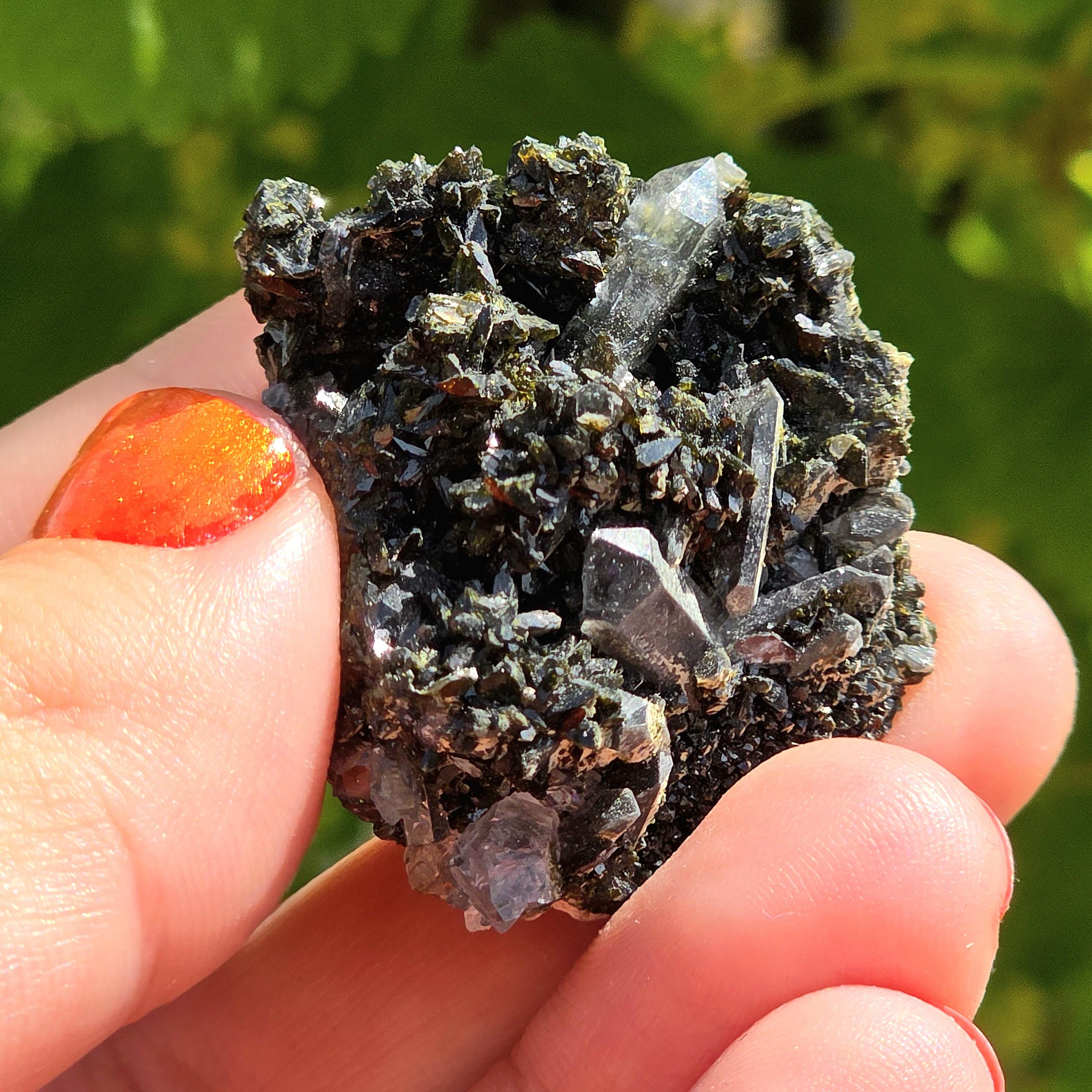 Epidote Specimen | Natural Green Crystal Cluster | Collector Mineral Display Decor