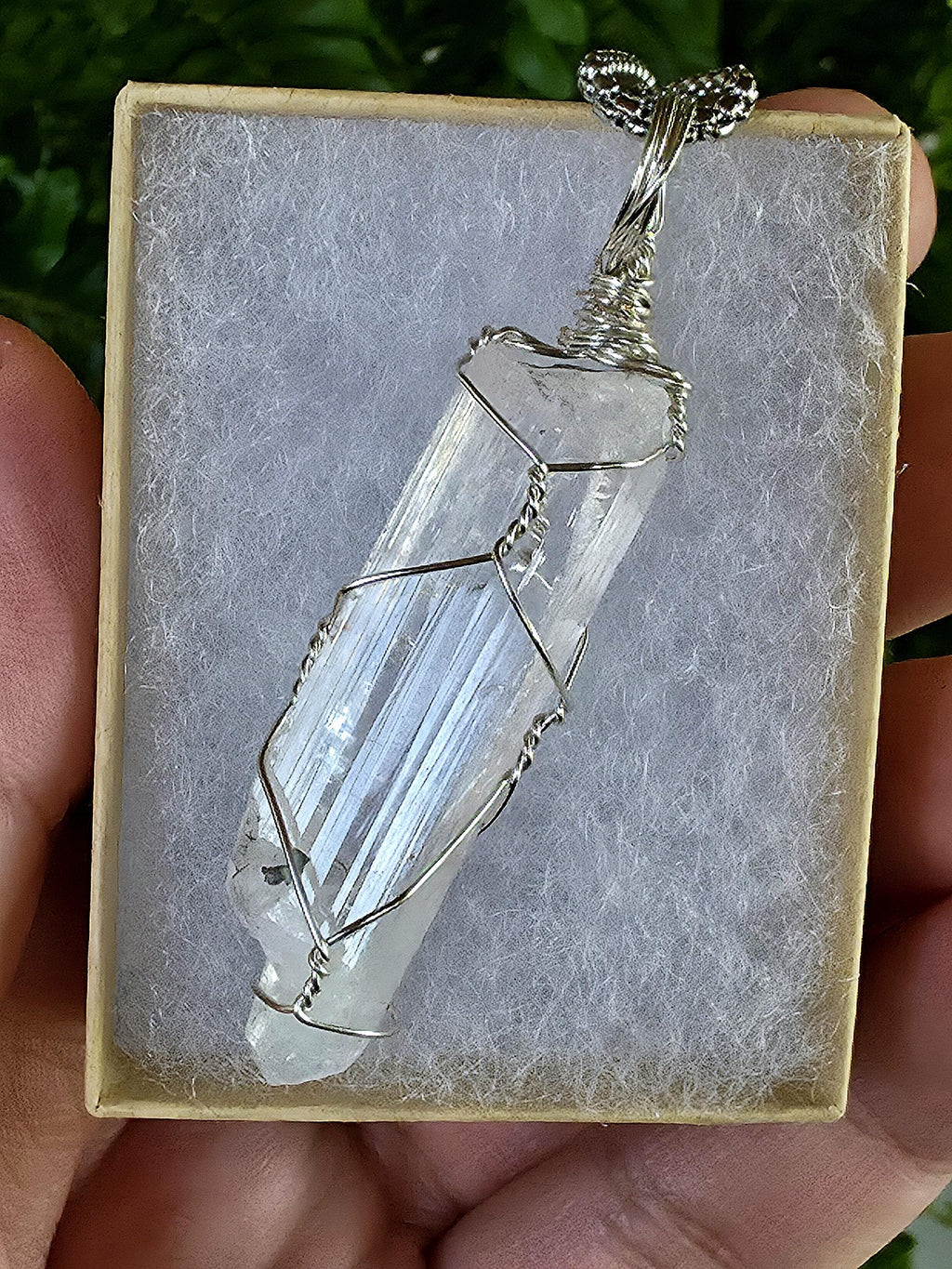 Danburite Crystal Necklace | Clear Danburite Pendant | Wire Wrapped Danburite | 22 Inch Stainless Steel Chain | Rare Crystal Jewelry