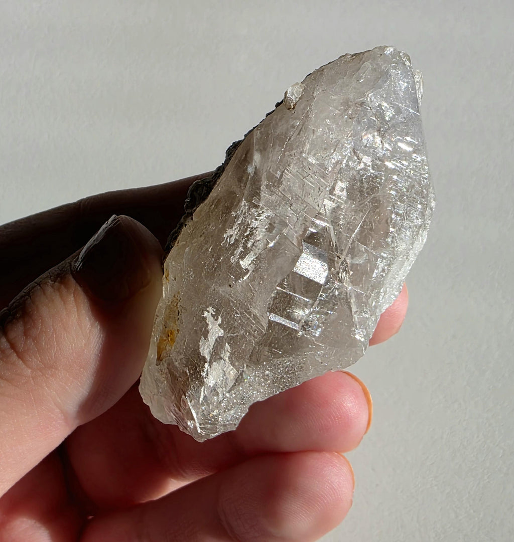 Alpine Quartz Crystal Point | Swiss Alps Clear Quartz with Matrix | Natural Collector Mineral Specimen