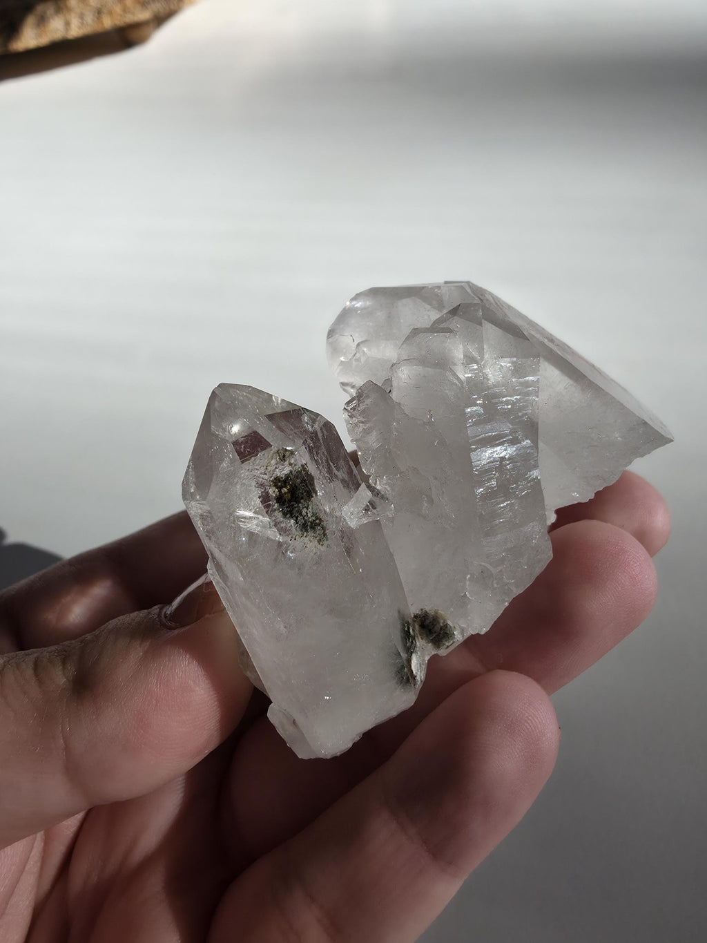 Natural Clear Quartz Cluster | Brazilian Crystal with Included Point | Mineral Display Specimen