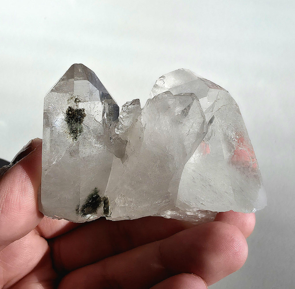 Natural Clear Quartz Cluster | Brazilian Crystal with Included Point | Mineral Display Specimen
