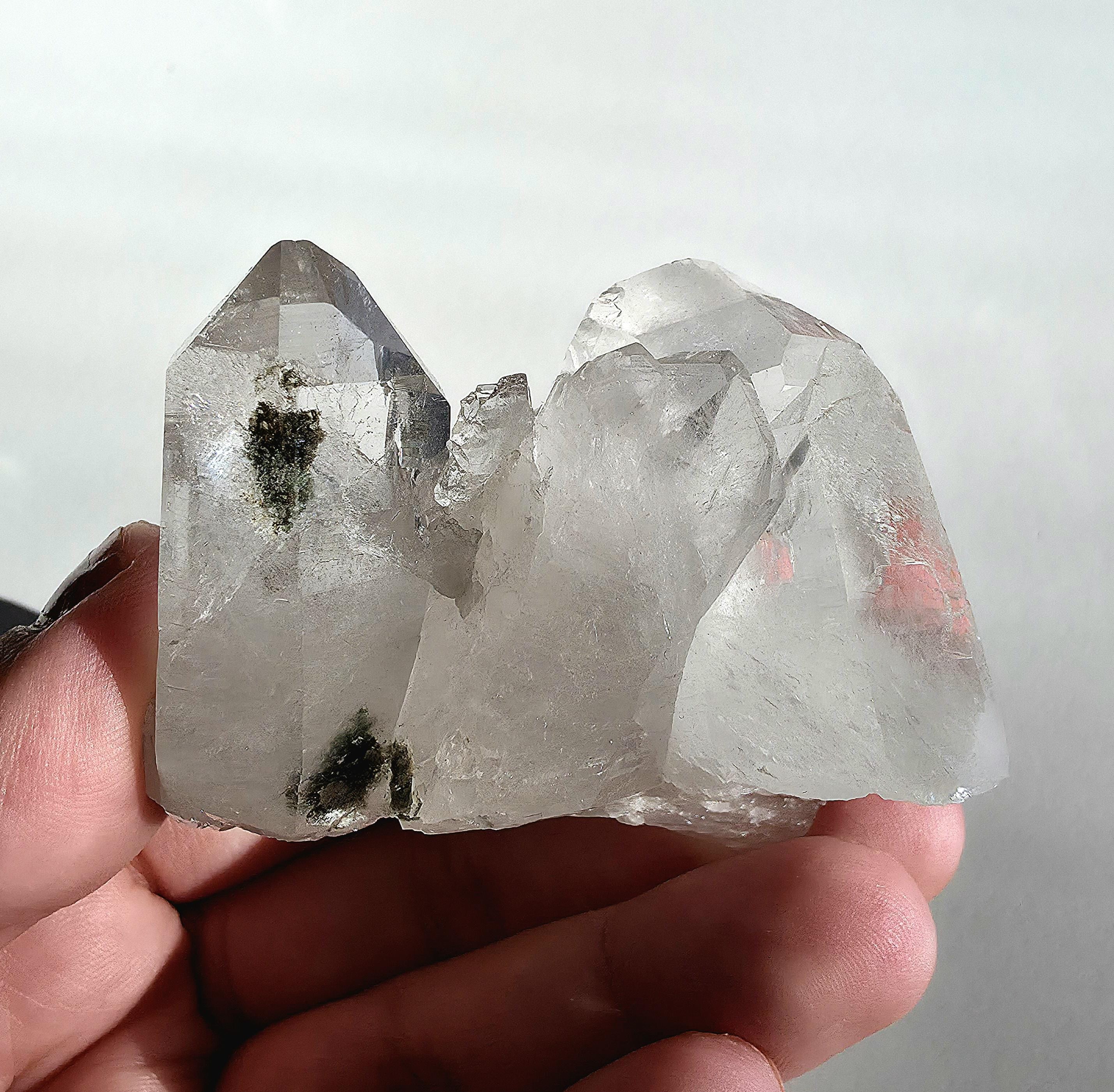 Natural Clear Quartz Cluster | Brazilian Crystal with Included Point | Mineral Display Specimen