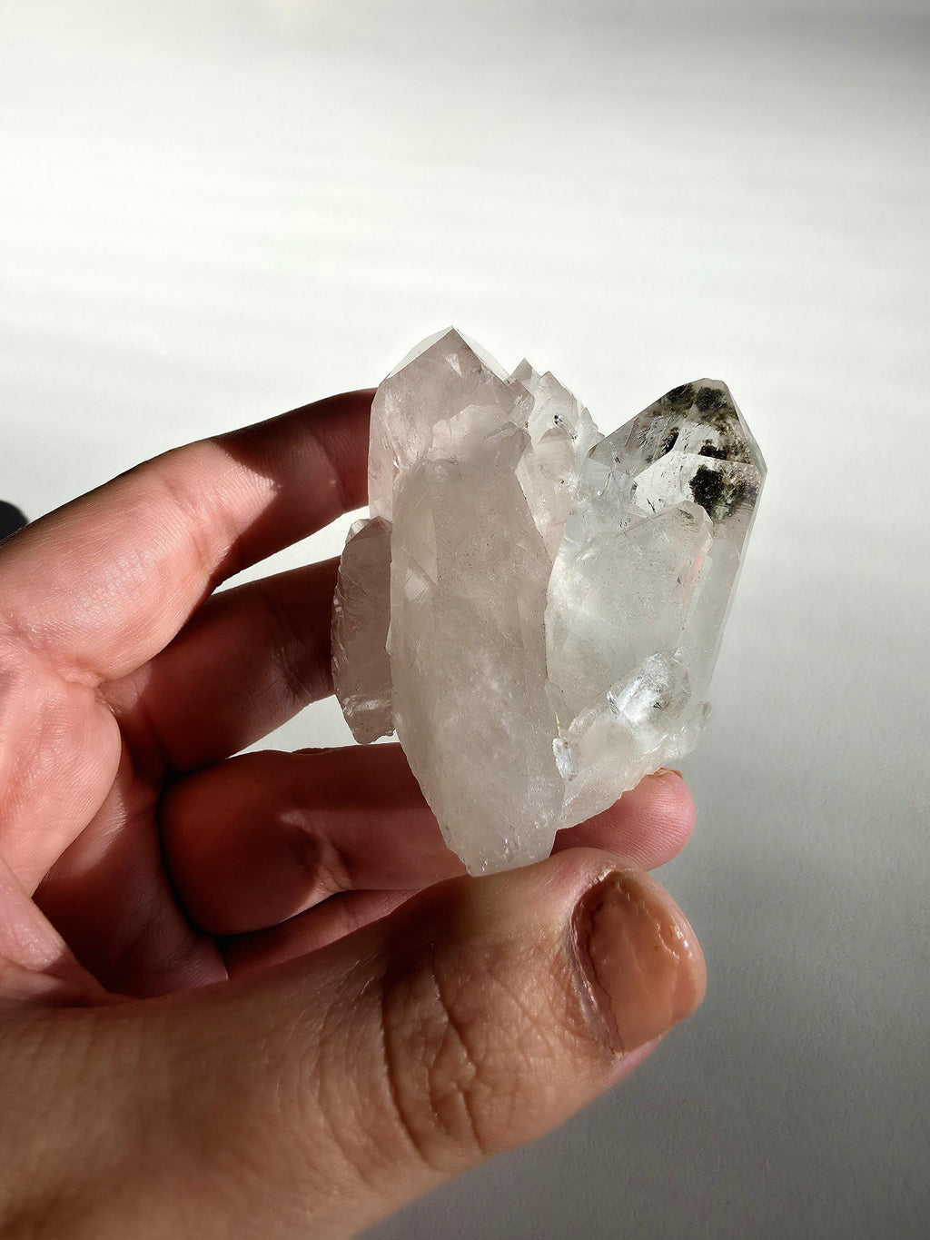Natural Clear Quartz Cluster | Brazilian Crystal with Included Point | Mineral Display Specimen