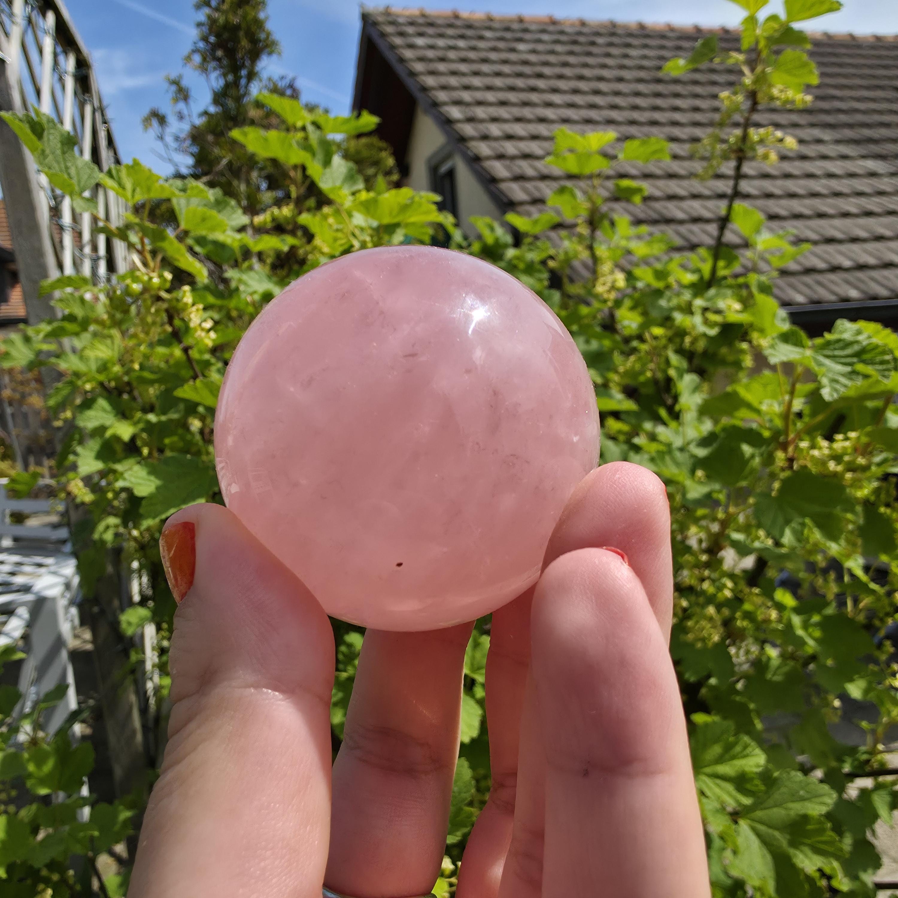 Rose Quartz Sphere | Pink Crystal Orb | Polished Love Stone | 5cm Gemstone Sphere | High Quality Crystal Display