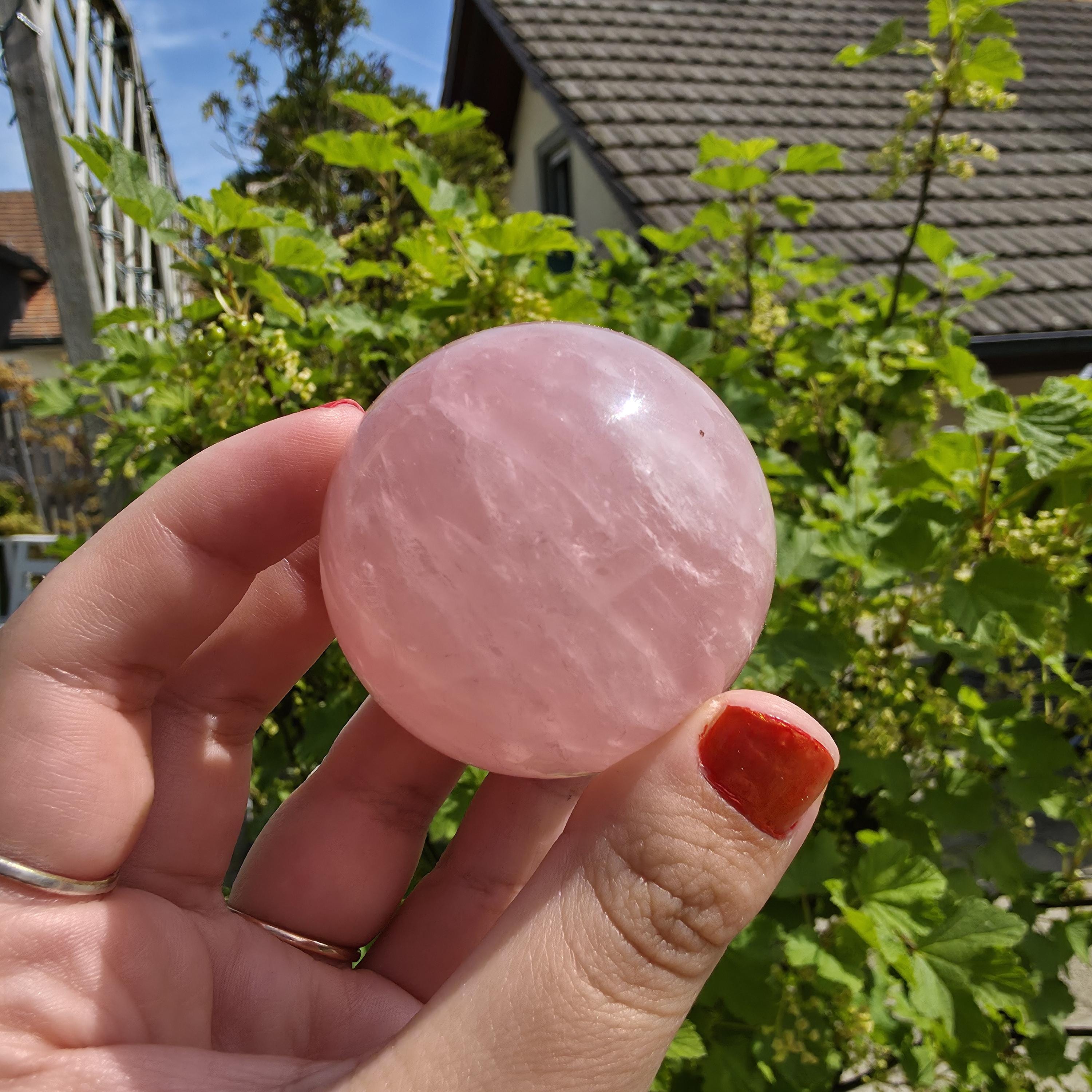 Rose Quartz Sphere | Pink Crystal Orb | Polished Love Stone | 5cm Gemstone Sphere | High Quality Crystal Display