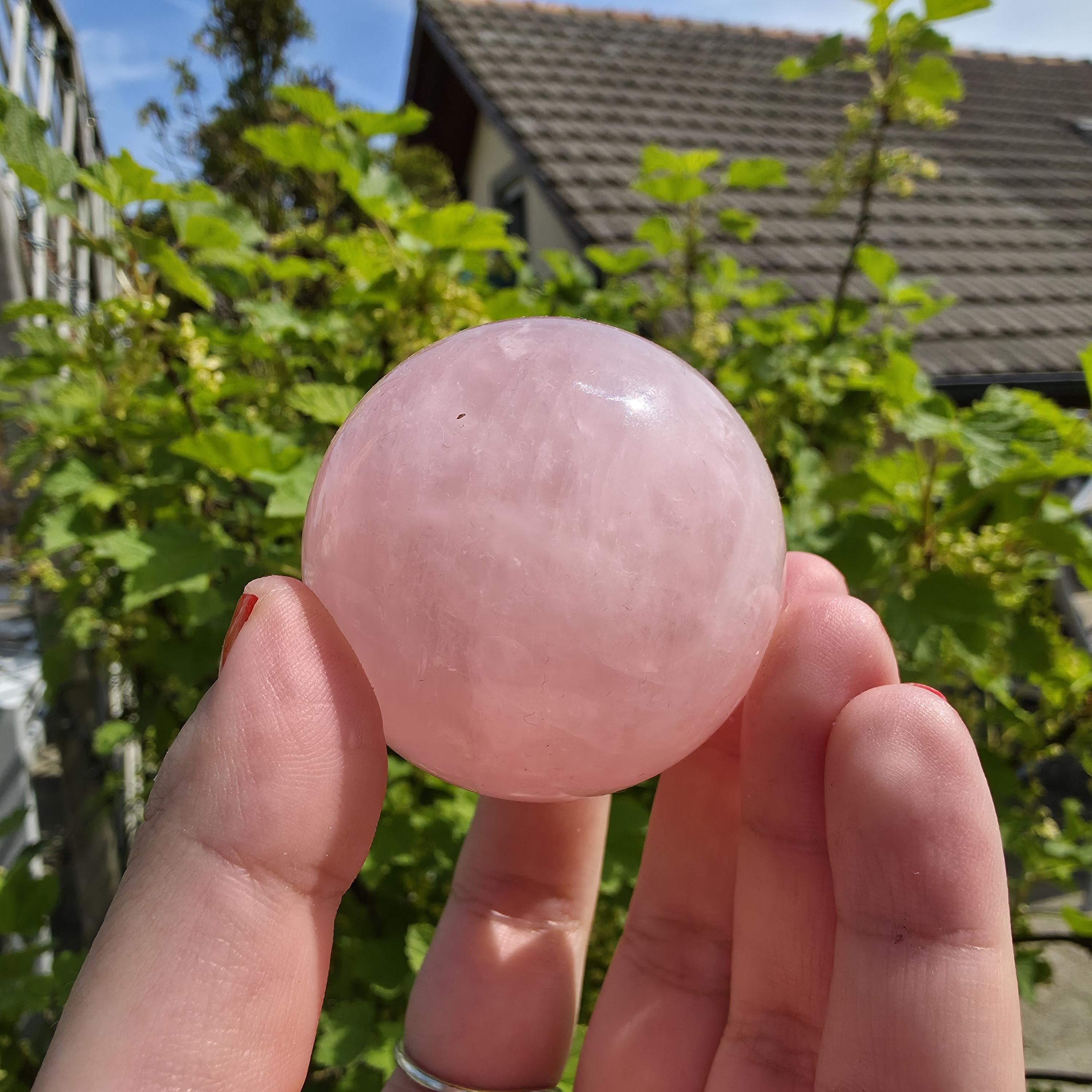 Rose Quartz Sphere | Pink Crystal Orb | Polished Love Stone | 5cm Gemstone Sphere | High Quality Crystal Display