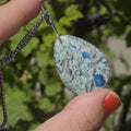K2 Wire Wrapped Necklace | Azurite in Granite Pendant | Stainless Steel Crystal Necklace | Natural K2 Stone Jewelry