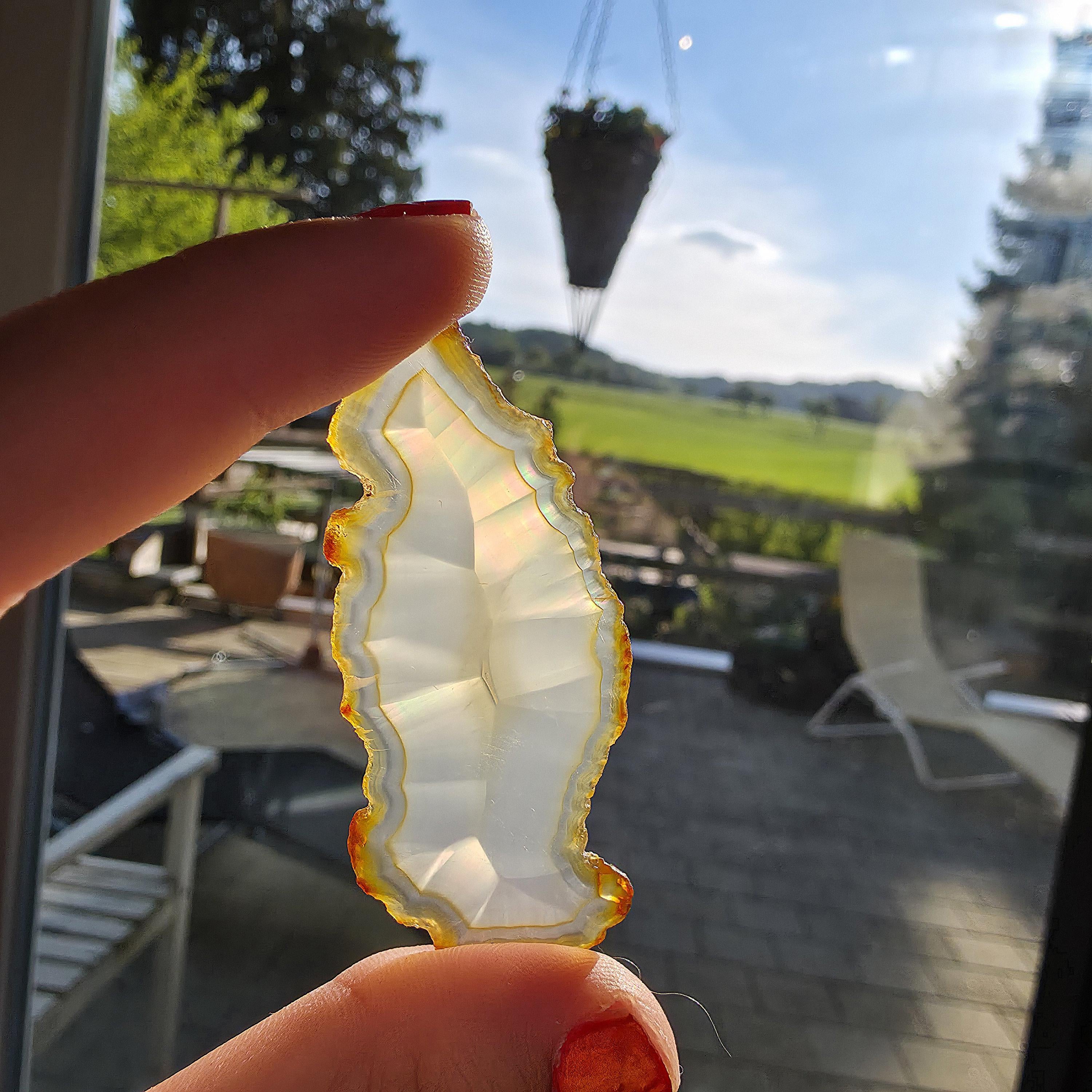 Natural Iris Agate Slice | Rainbow Agate Slice | Flashy Banded Agate | Collector Crystal | Small Agate Specimen