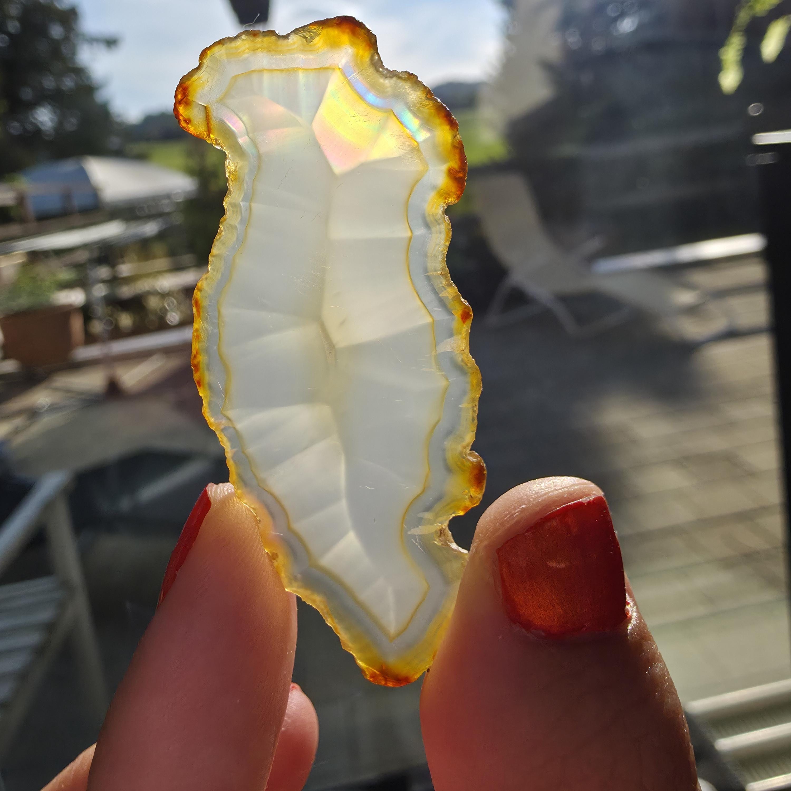 Natural Iris Agate Slice | Rainbow Agate Slice | Flashy Banded Agate | Collector Crystal | Small Agate Specimen