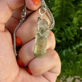 Himalayan Quartz Point Necklace | Chlorite Included Crystal | High Altitude Quartz Pendant | Stainless Steel Chain Jewelry